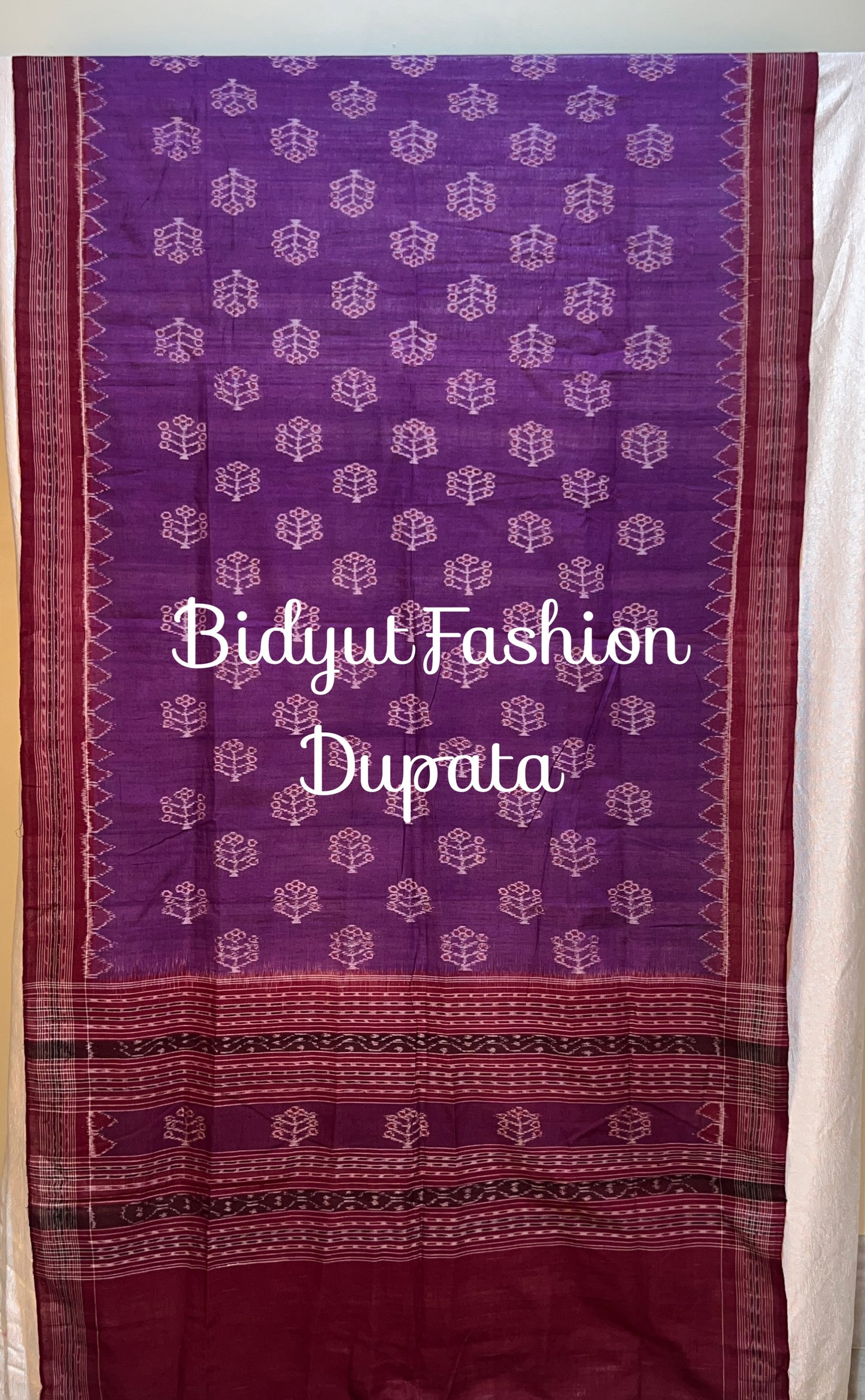Handloons of Odisha Sambalpuri Ikat Cotton Dupatta Purple Color
