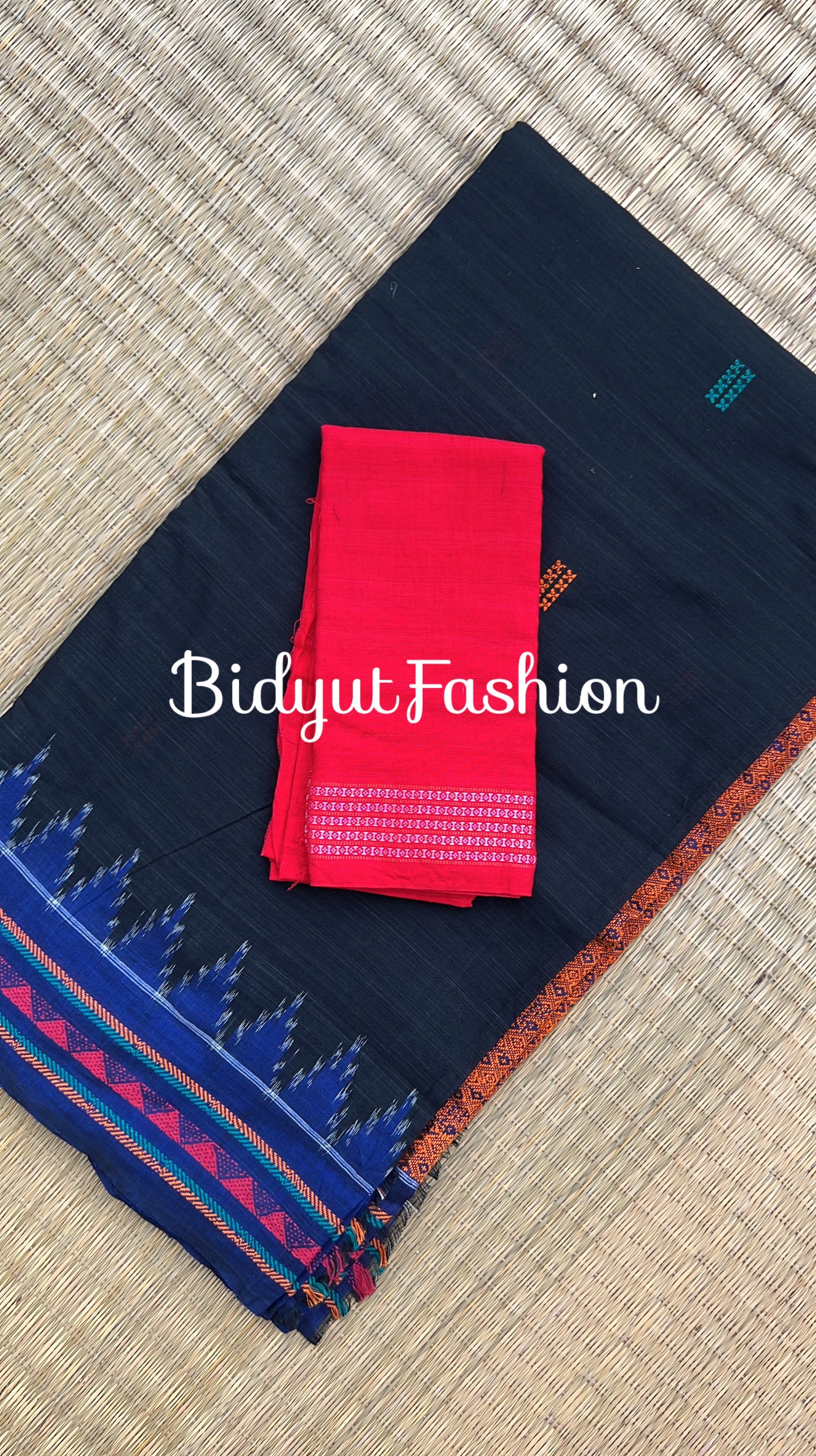 Handlooms of Odisha Dongria Design Cotton Saree - Black color saree
