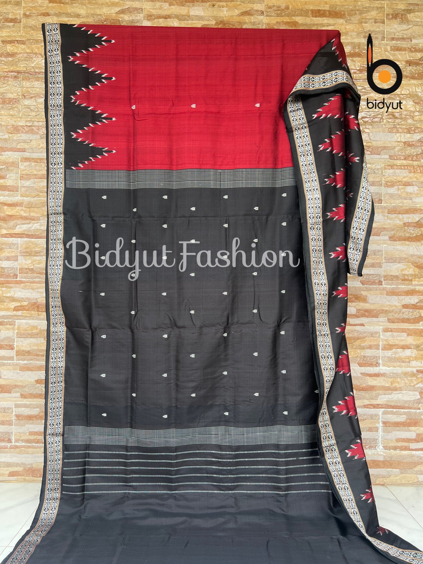 Handlooms of Odisha Nuapatna Ikat Silk Saree Red Color