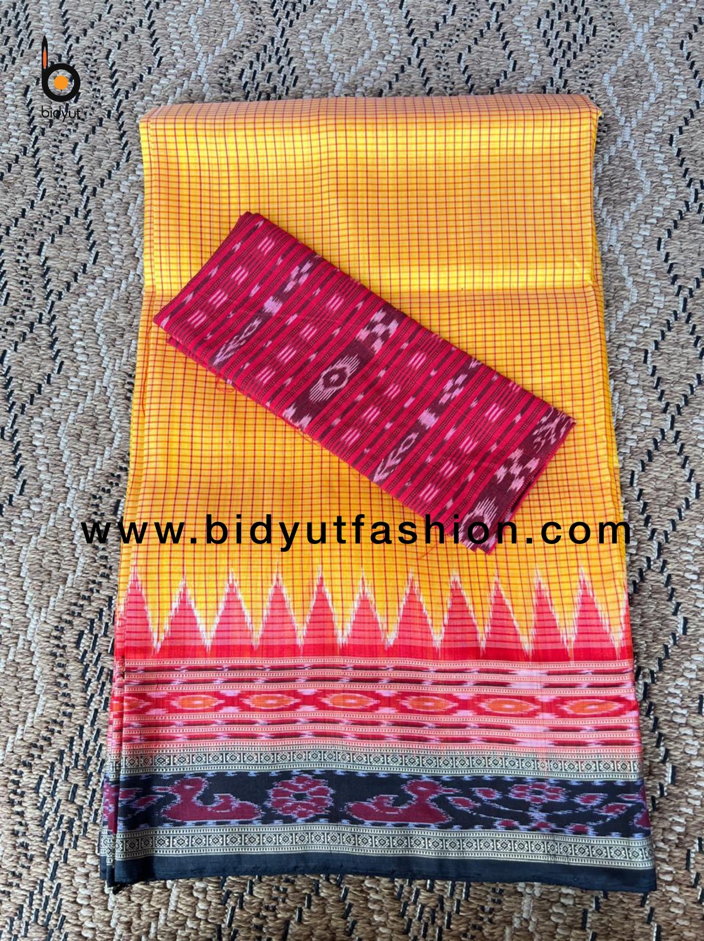 Handlooms of Odisha Sachipar Nuapatna Khandua Ikat Silk Sarees Yellow color