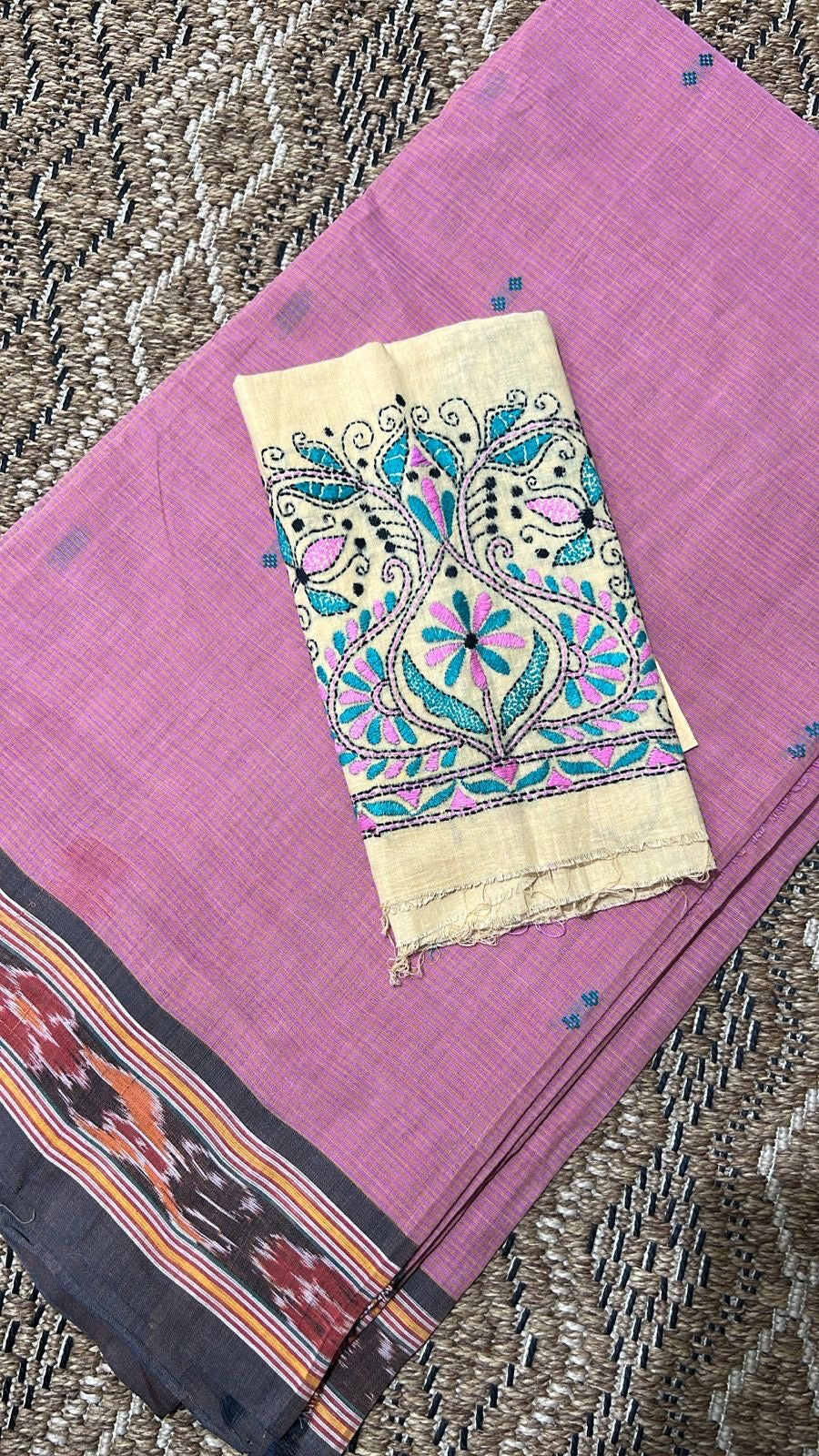 Handlooms of Odisha Jagatsinghpur Suta Ikat Cotton saree Pink color