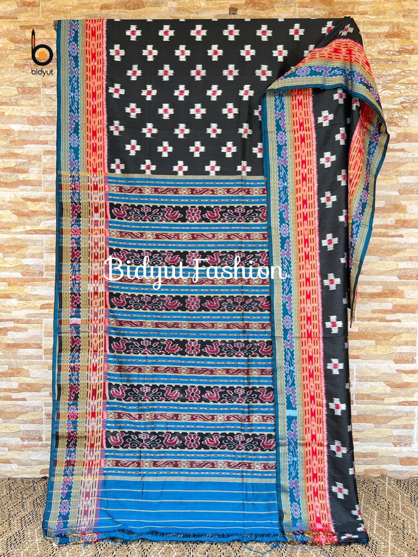 Handlooms of Odisha Nuapatna Ikat Silk Saree Black Color