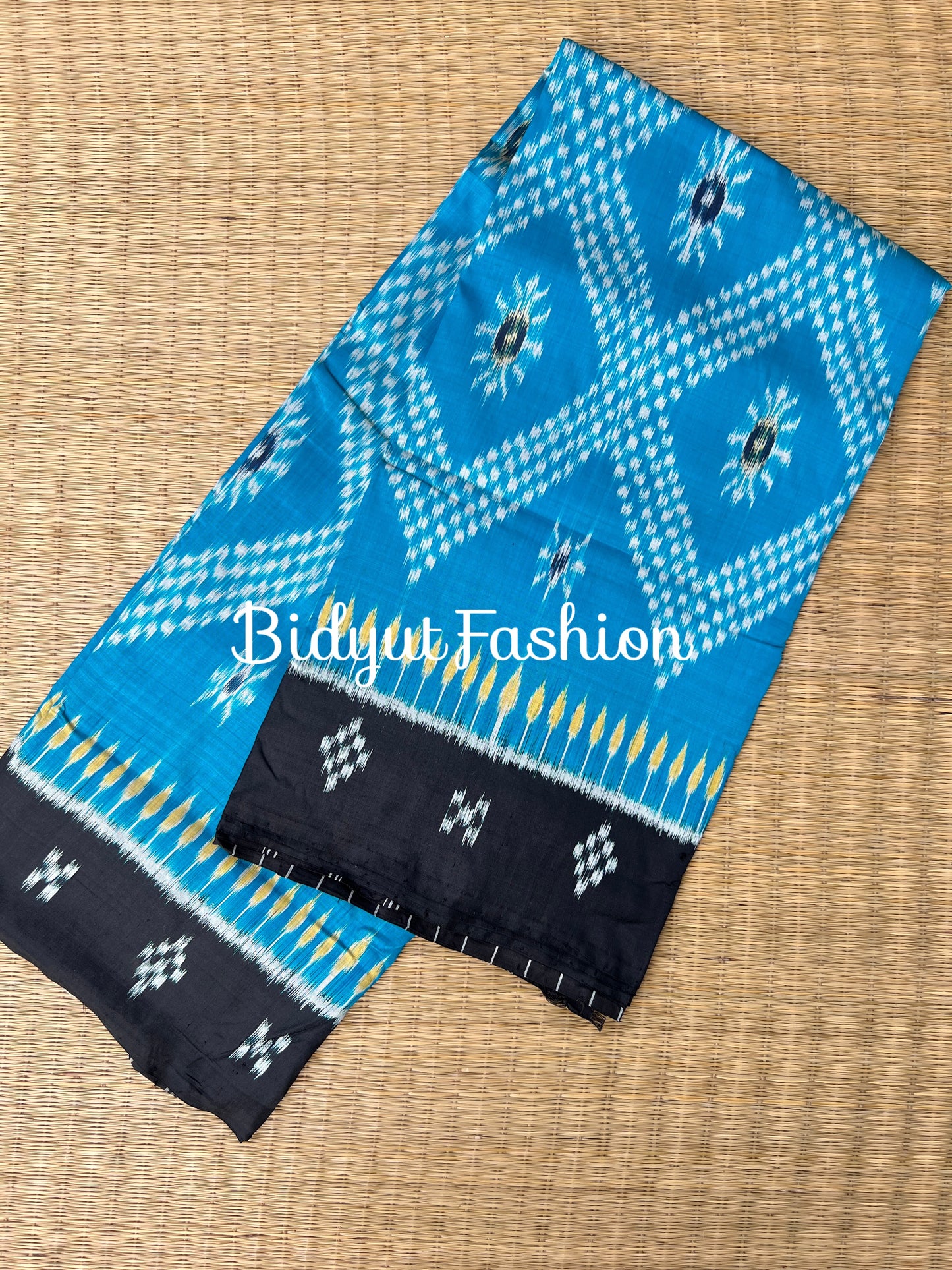 Handlooms of Odisha Taraballi motif Nuapatna Khandua Ikat Silk Saree blue color