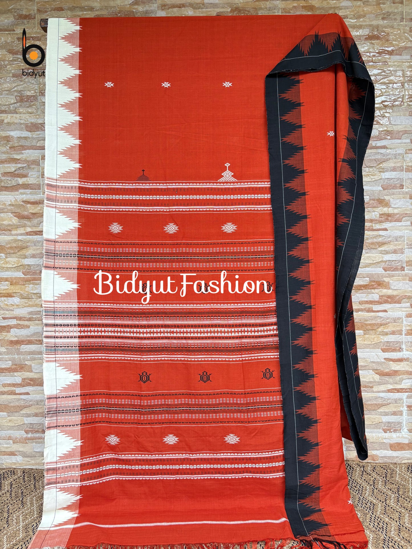 Handlooms of Odisha Kotpad Tribal Cotton Saree in Orange Color