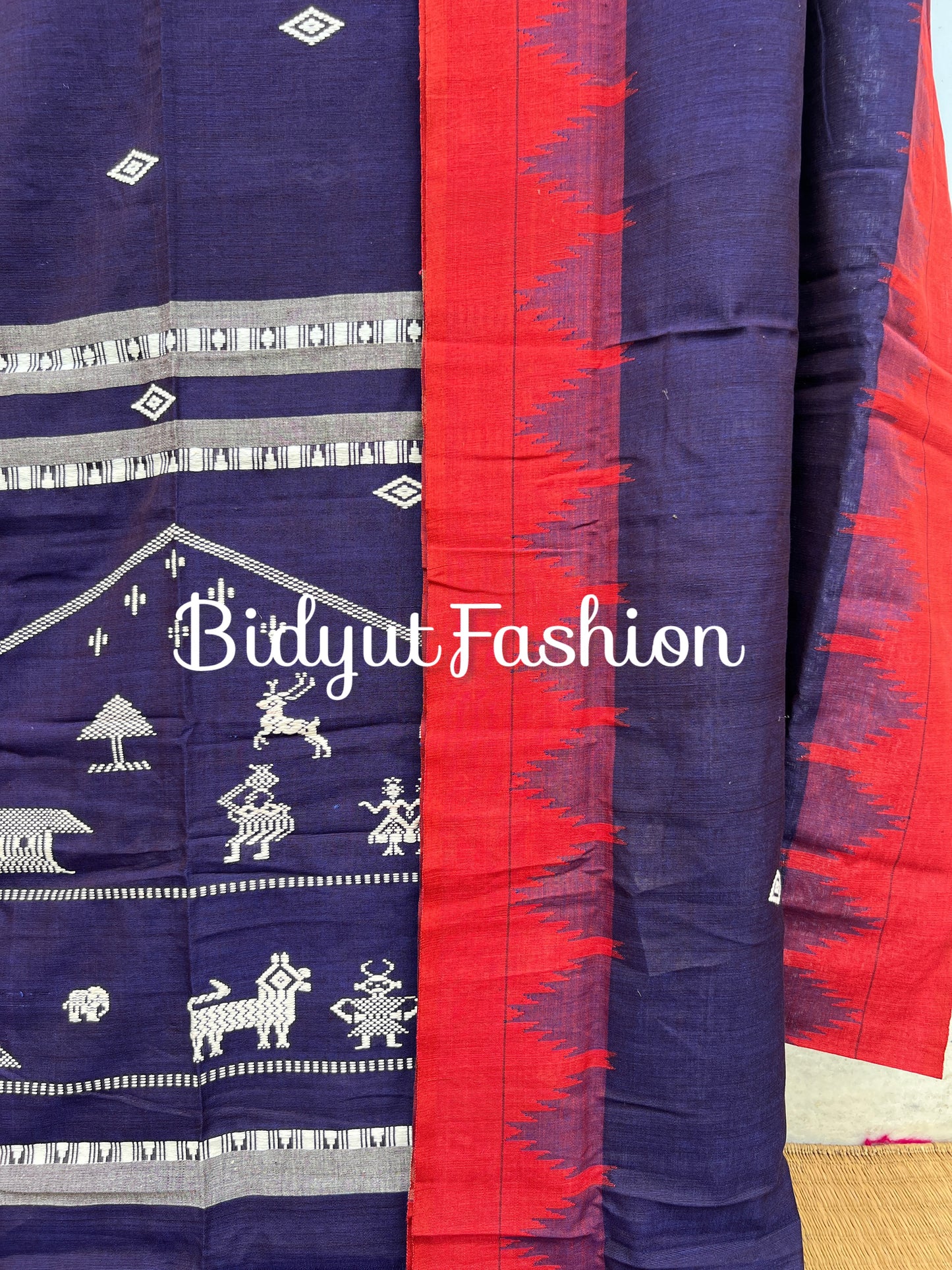 Handloom of Odisha Kotpad Tribal Cotton Saree in Indigo color