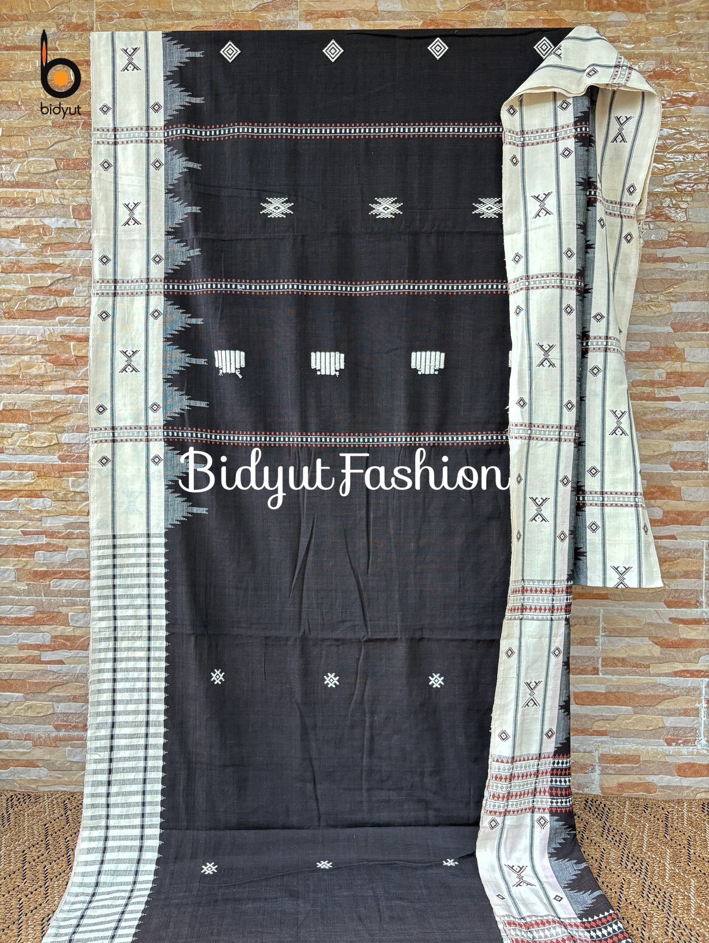 Handloom of Odisha Kotpad Tribal Cotton Saree in Black color