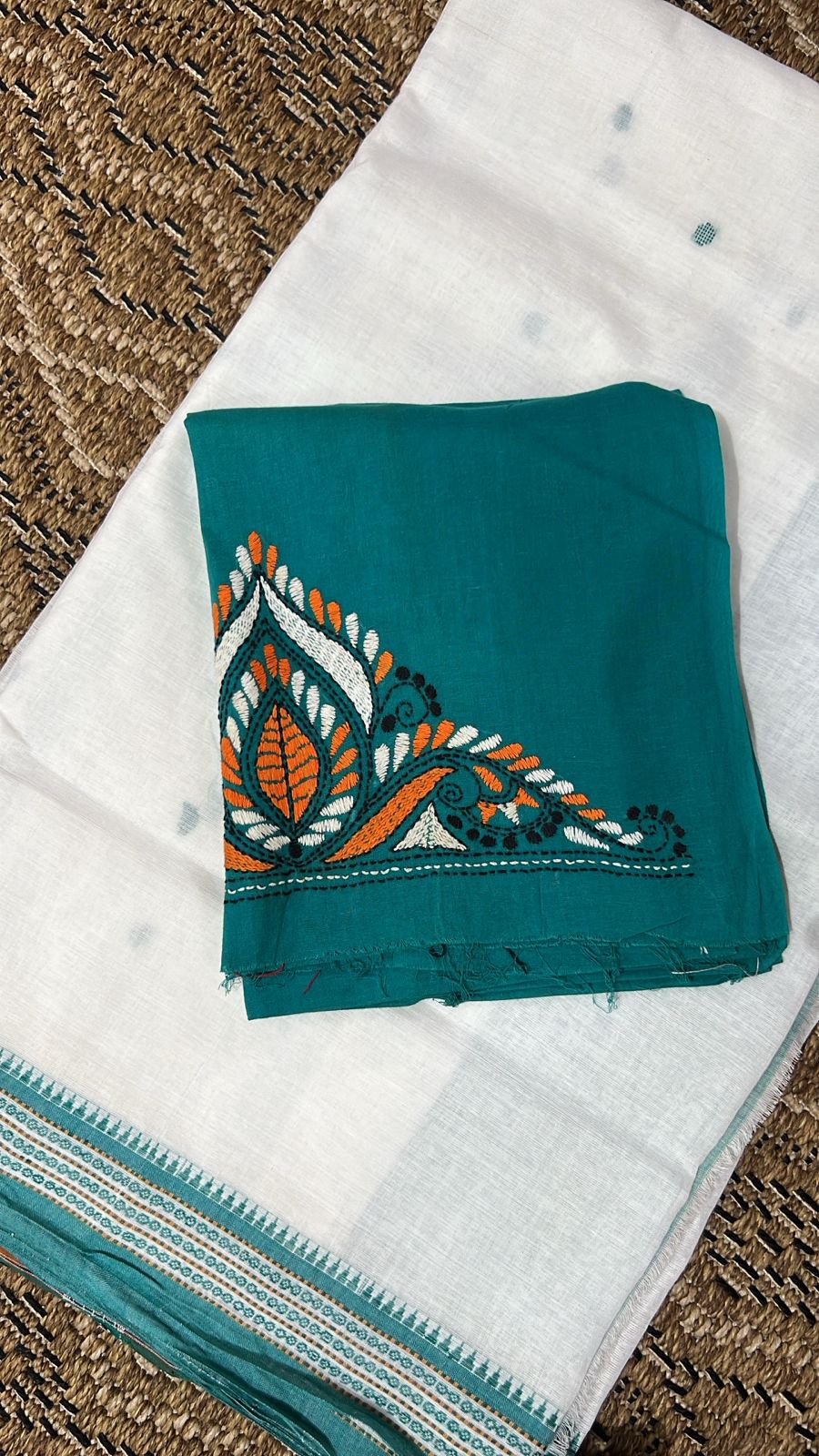 Handlooms of Odisha Jagatsinghpur Suta Ikat Cotton saree White color