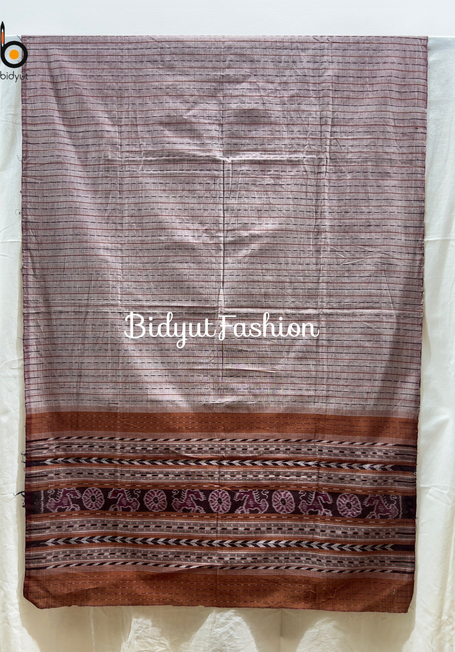 Handlooms of Odisha Sambalpuri Ikat Cotton Dupatta Brown Color