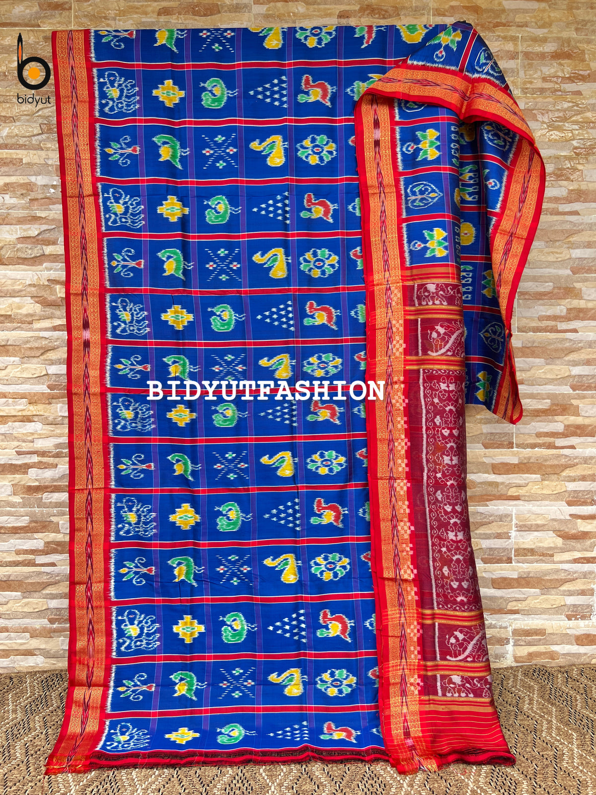 Blue Nabakothi Nuapatna Khandua Ikat Silk Saree Odisha Handloom
