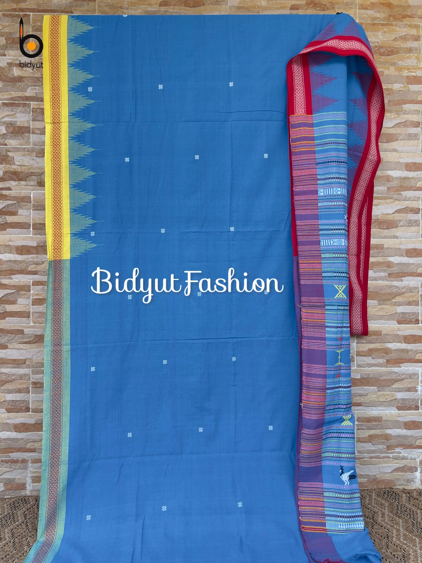 Handlooms of Odisha Ganjam Bomkai Cotton Saree Blue color