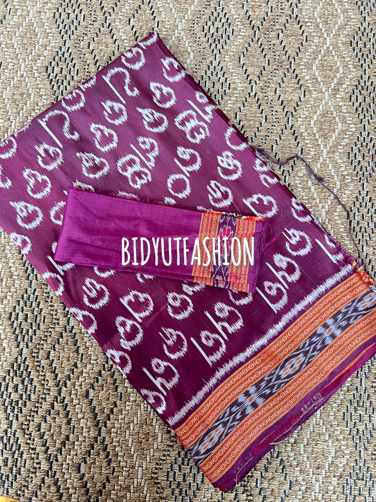 Odia Varnamala Nuapatna Ikat Silk Saree | Odia Alphabet Motif Purple Color