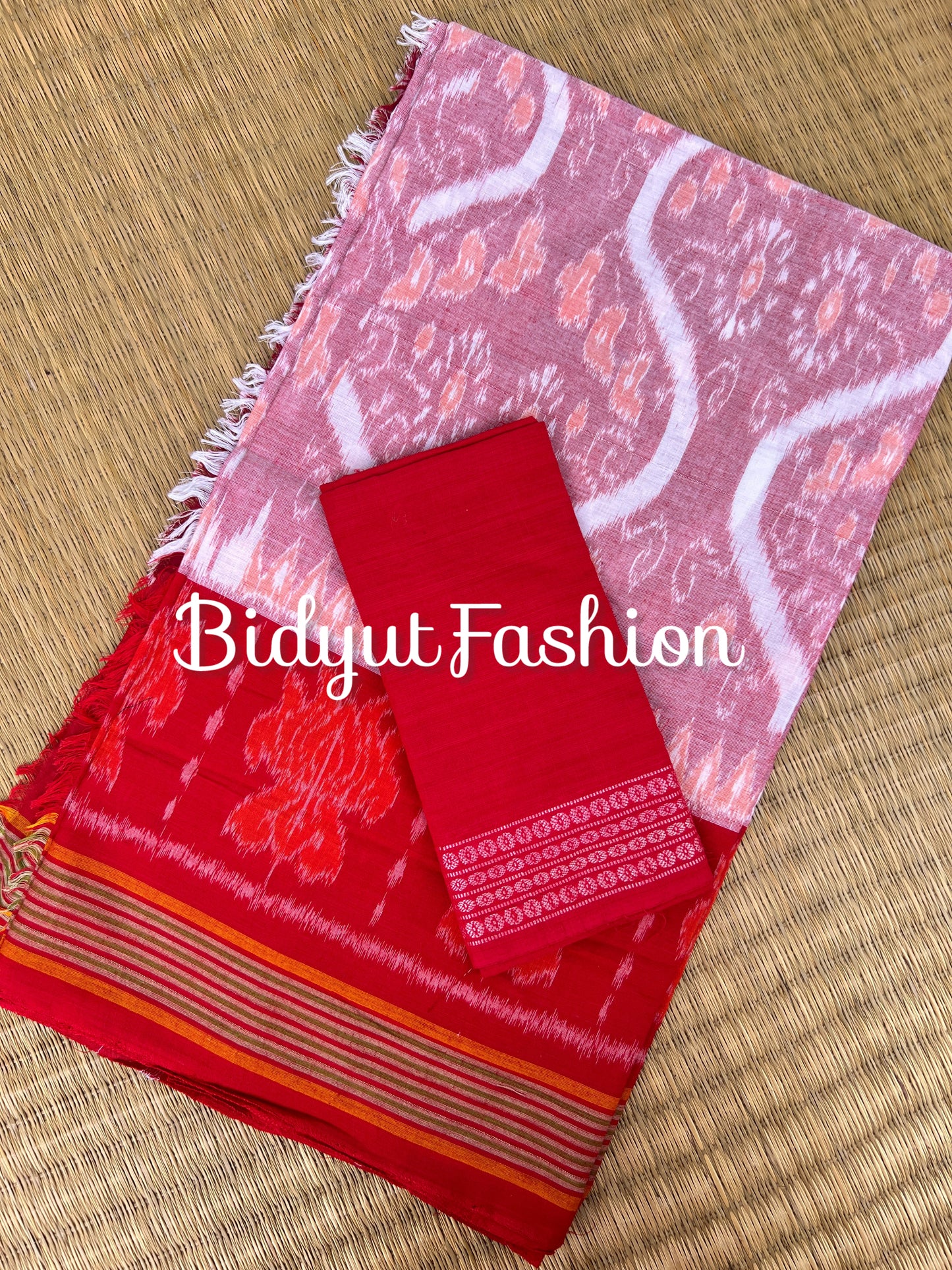 Handlooms of Odisha Nuapatna Maniabandha Ikat Cotton Saree Pink Color