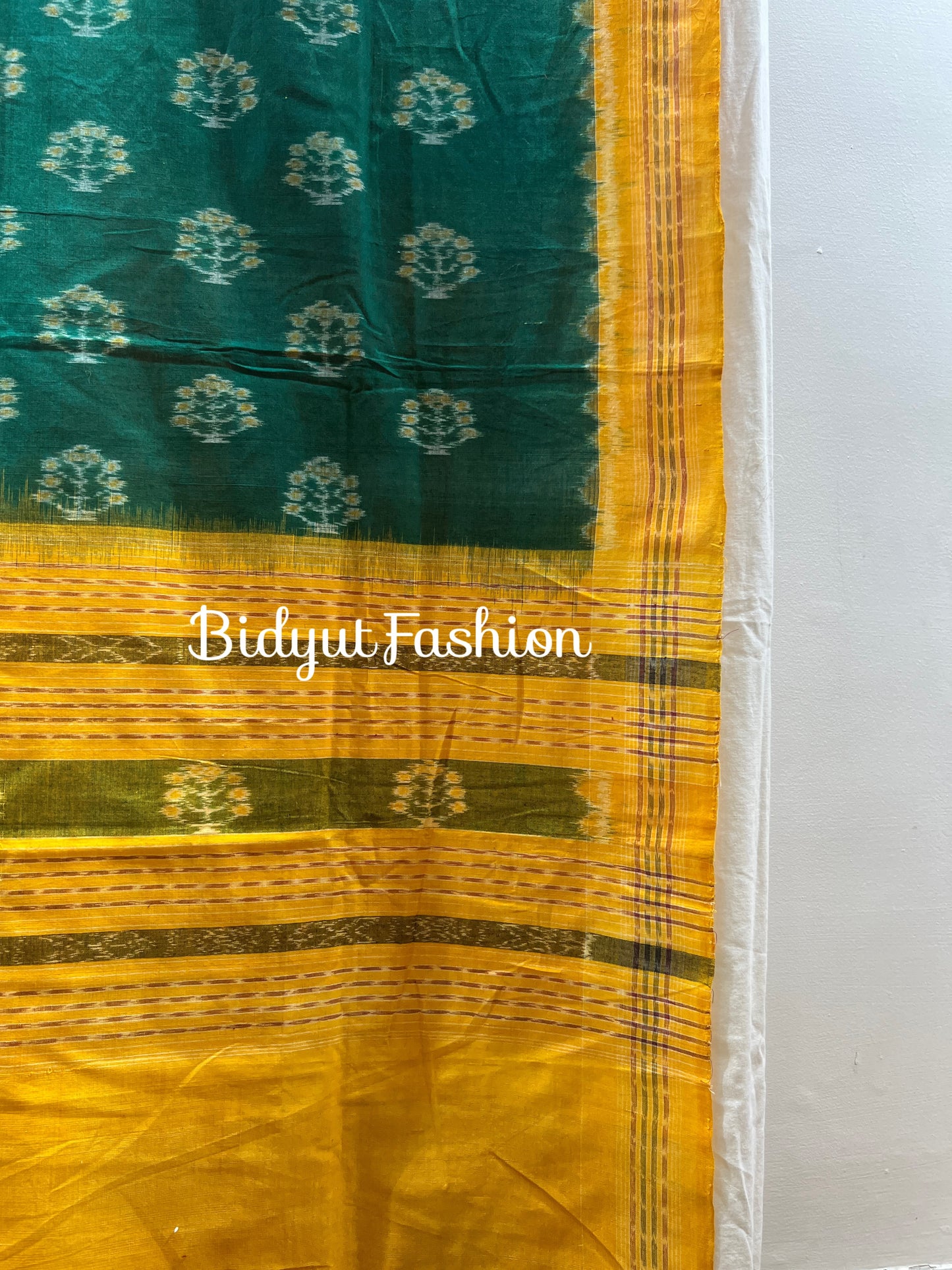 Handlooms of Odisha Sambalpuri Ikat Cotton Dupatta Green Color