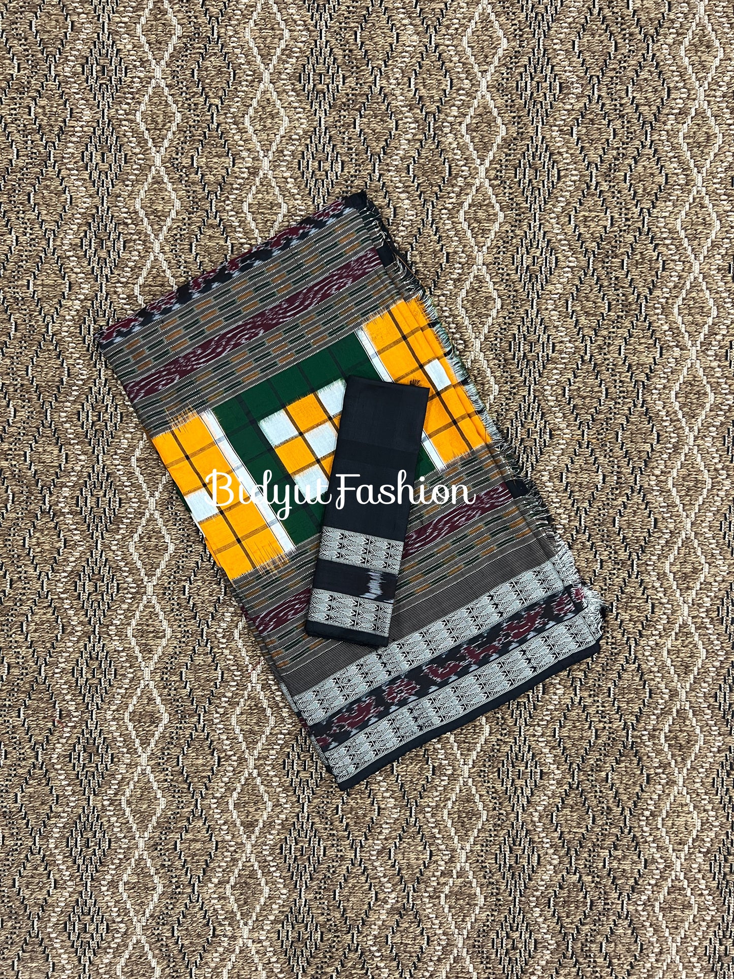 Handlooms of Odisha Sambalpuri Double Ikat Bichitrapuri Silk Saree Orange color