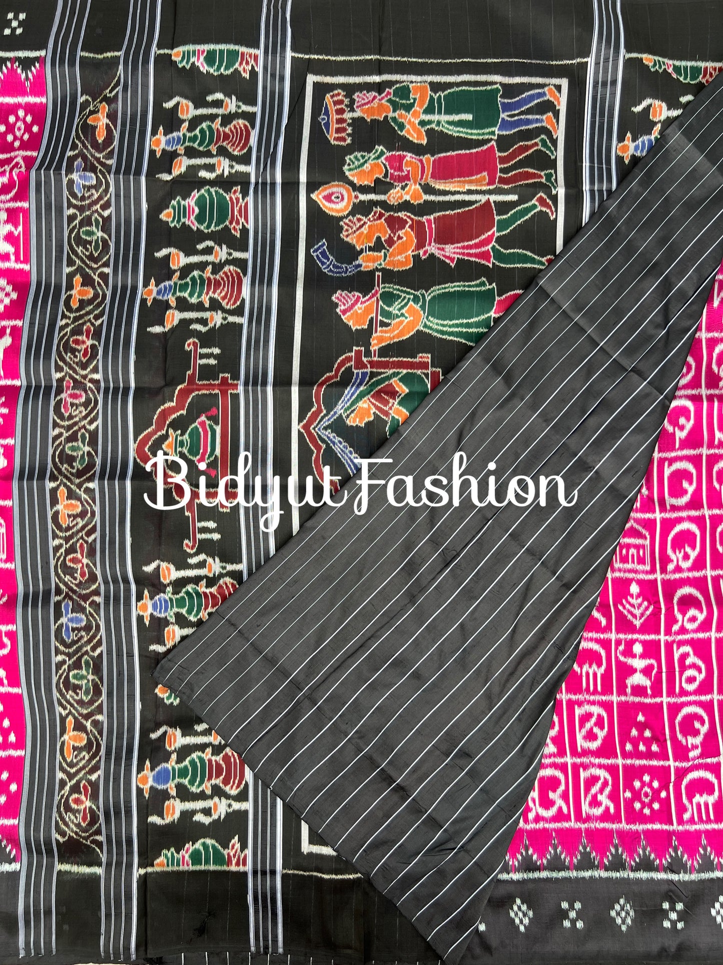Odia Varnamala Nuapatna Ikat Silk Saree | Odia Alphabet Motif