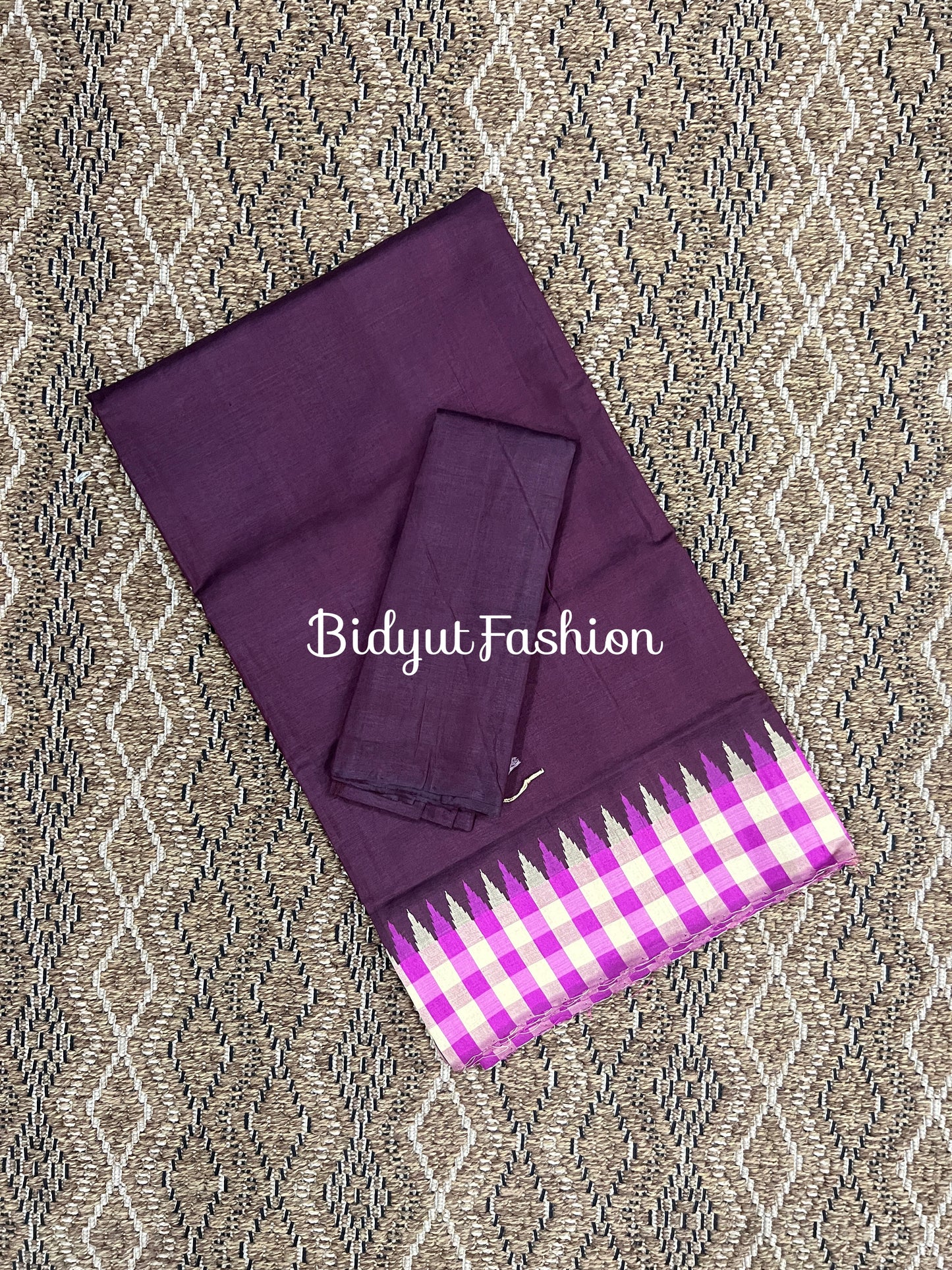 Handlooms of Odisha Sambalpuri Phoda Kumbha Ikat Tussar Silk saree Dark Maroon color