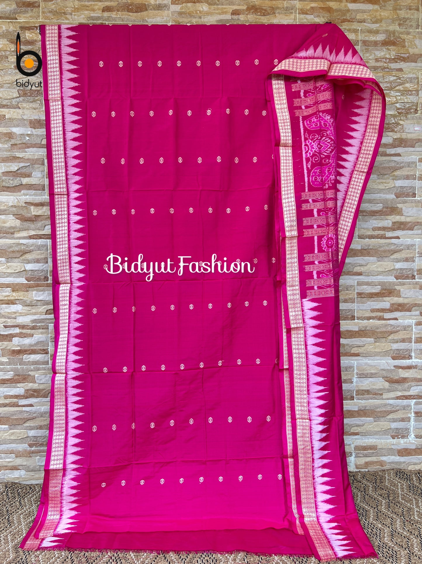 Handlooms of Odisha Bomkai Silk Saree Pink color