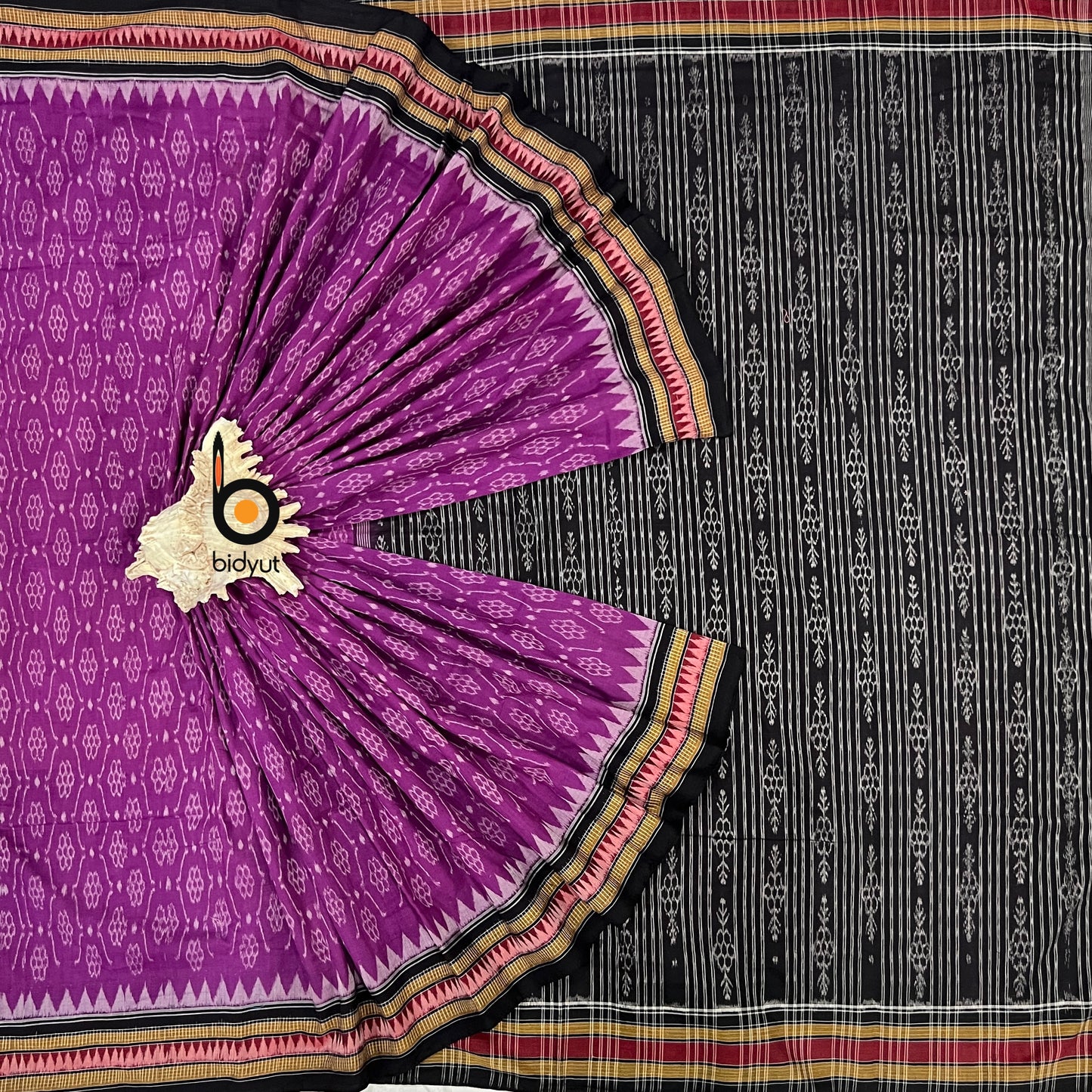 Handlooms of Odisha Sambalpuri Ikat cotton saree Pink color