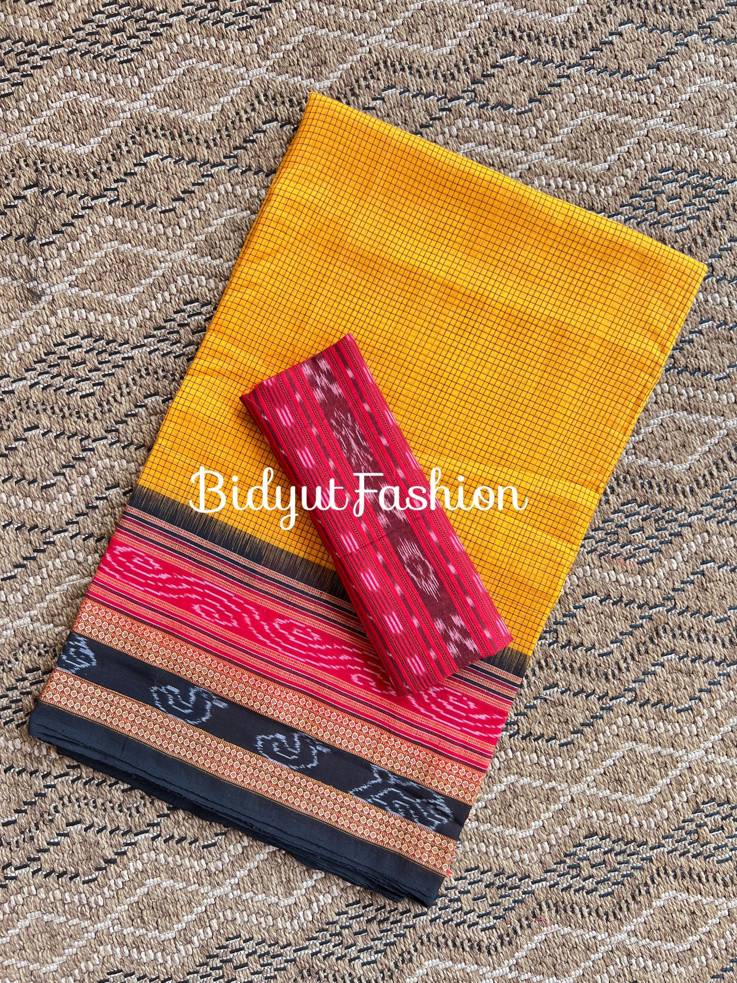 Handlooms of Odisha Sachipar Sambalpuri Ikat Cotton Sarees Yellow color