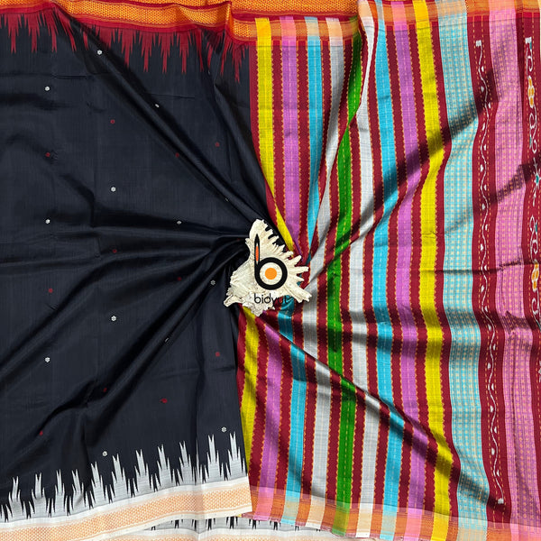 Odisha Handloom Black color Double Pall Phoda Kumbha Ikat Berhampuri Silk Saree | Bidyut Fashion House