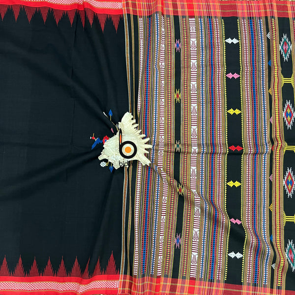 Handloom Bomkai Saree a Ganjam Bomkai Saree Odisha Handloom Cotton | Black color