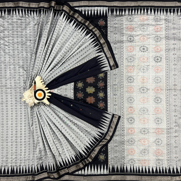 Handloom Bomkai Saree a sambalpuri Silk Handloom of Odisha | Black color