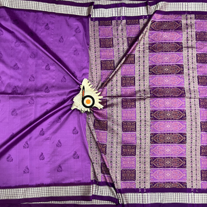 Purple color monochrome bomkai silk saree image 2