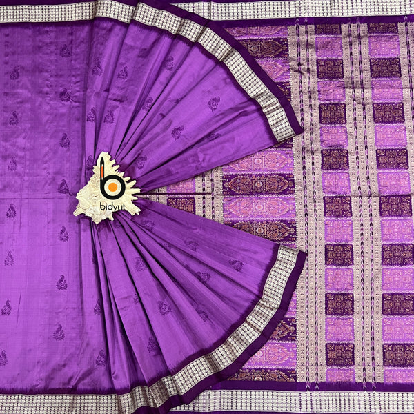 Buy handloom Bomkai Saree purple color Sambalpuri Silk Odisha handloom