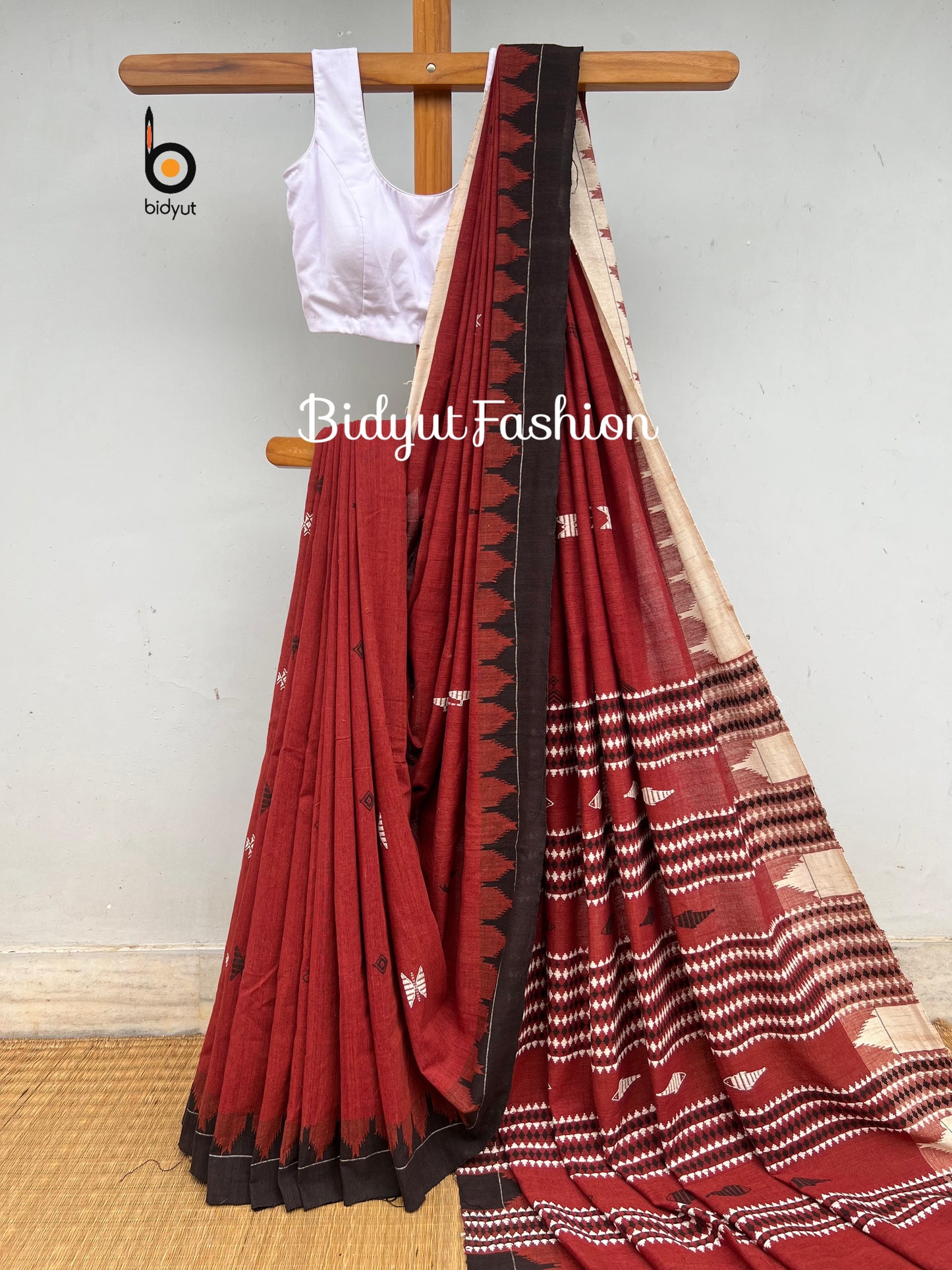 Handloom of Odisha Kotpad Tribal Cotton Saree in red color