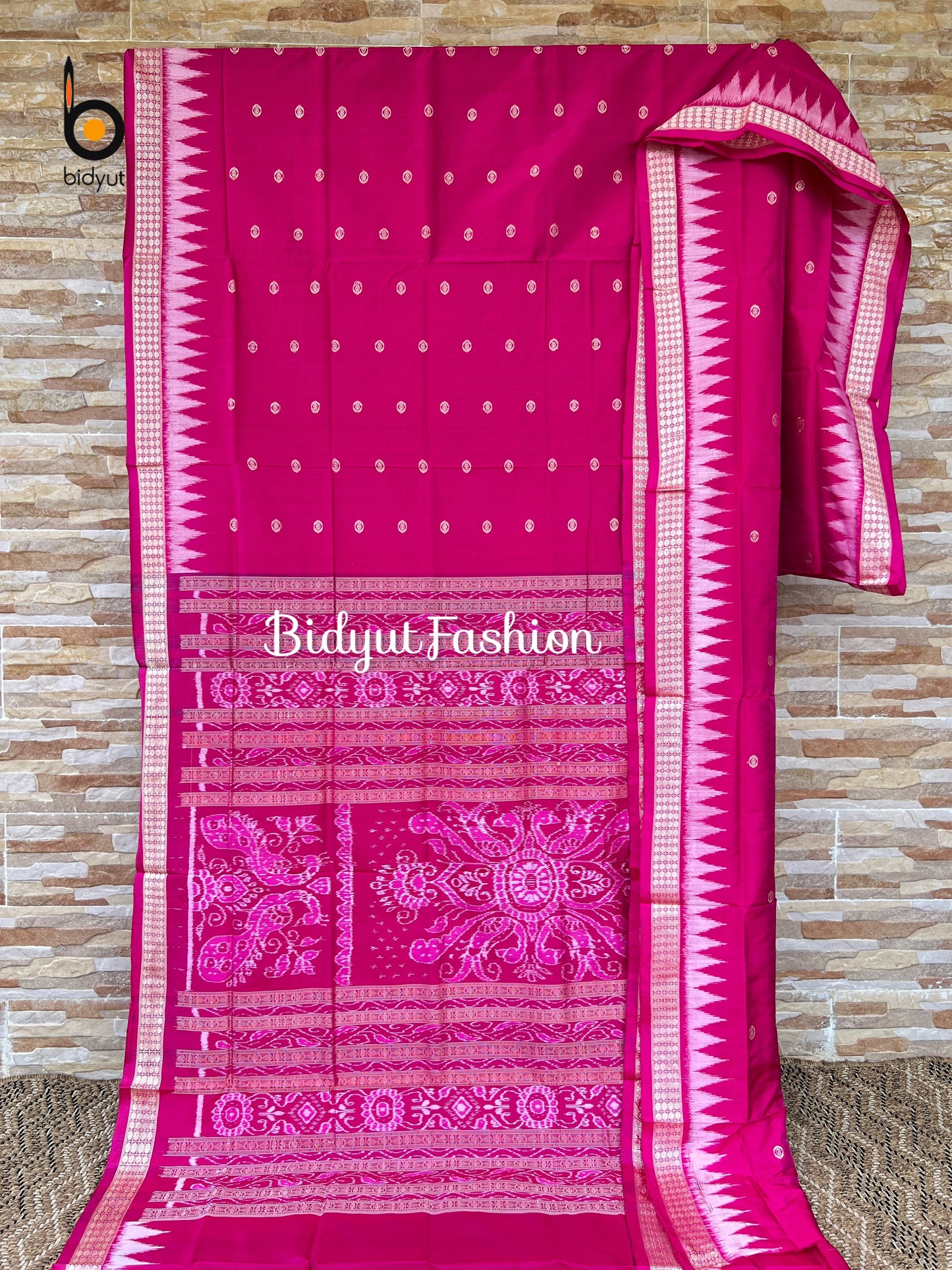 Handlooms of Odisha Bomkai Silk Saree Pink color