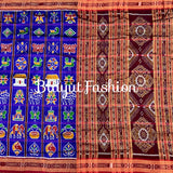 Odisha handloom Blue color Nabakothi Khandua Ikat Silk Saree