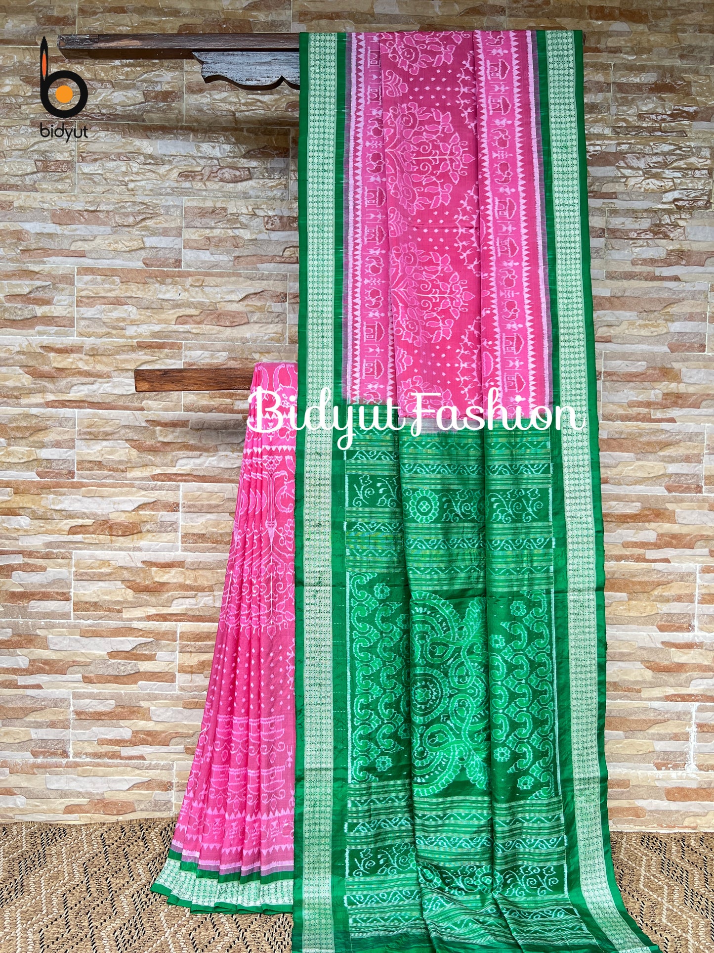 Handlooms of Odisha Sambalpuri Ikat Silk Saree Pink color