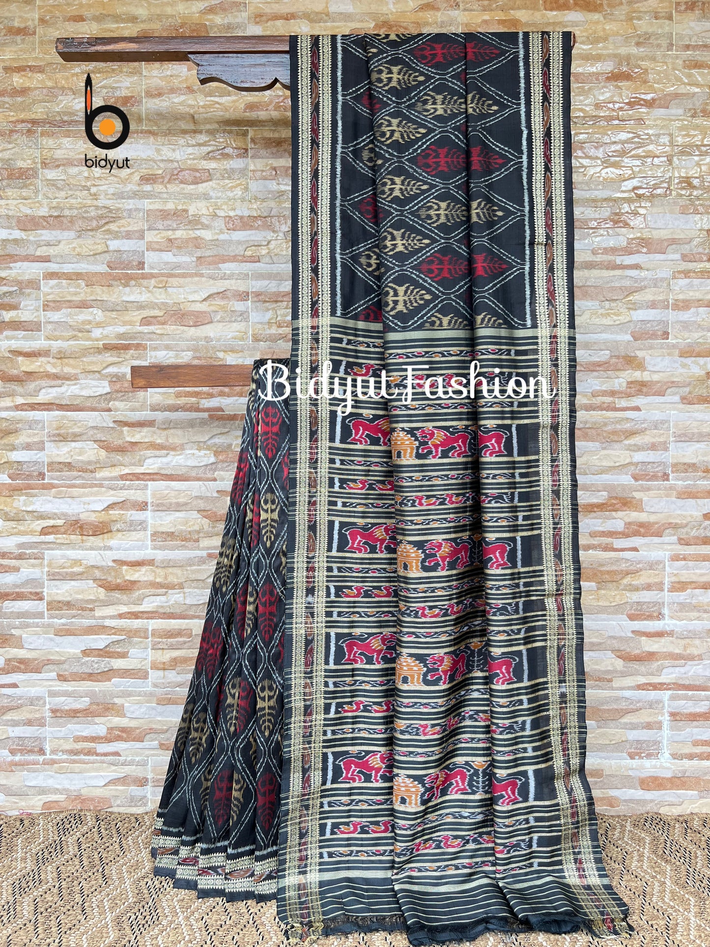 Handlooms of Odisha Nuapatna Ikat Silk Saree Black Color