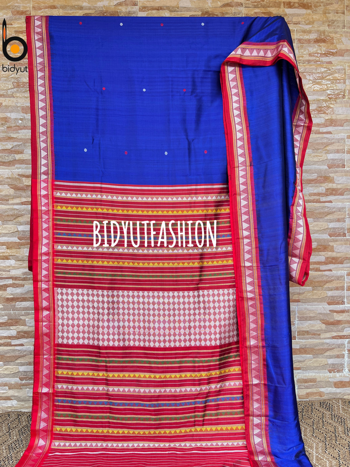 Odisha handloom| Dongria design| Nuapatna Extra weft Silk Saree Blue color