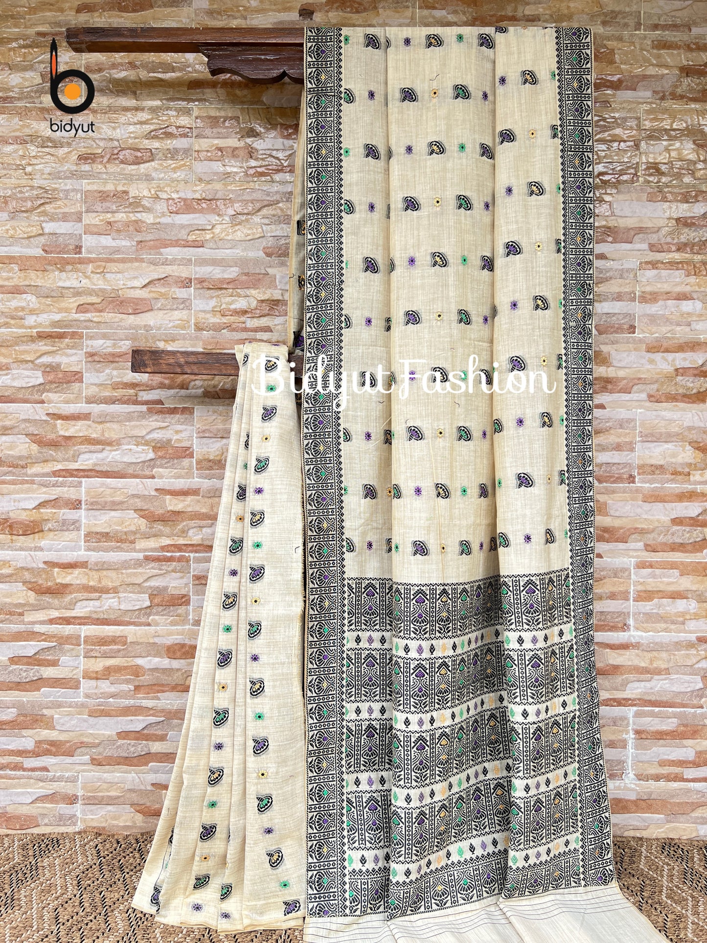 Handlooms of Assam Cotton Saree Beige color