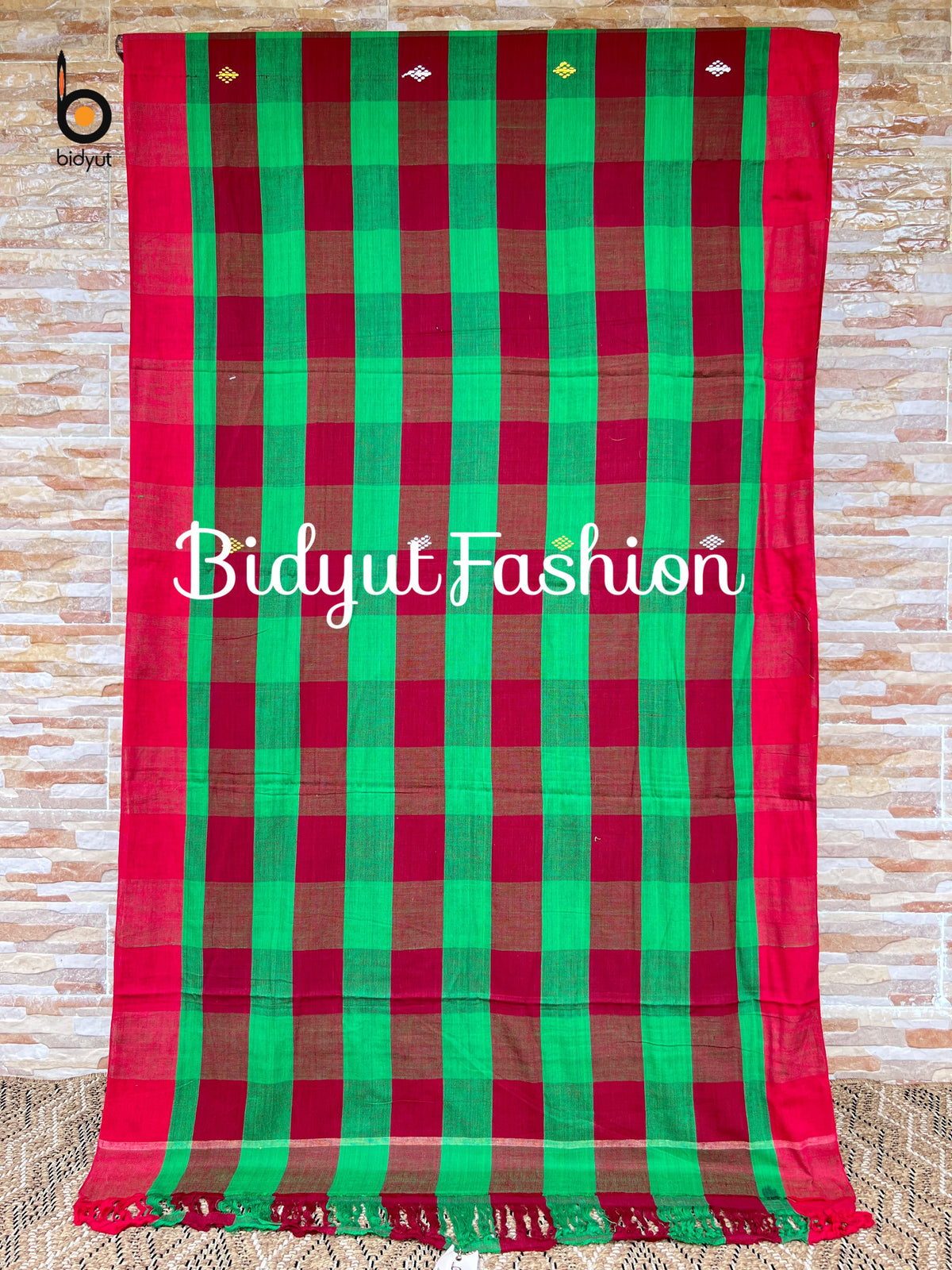 Odisha handloom Santhal Tribal Cotton Saree green color