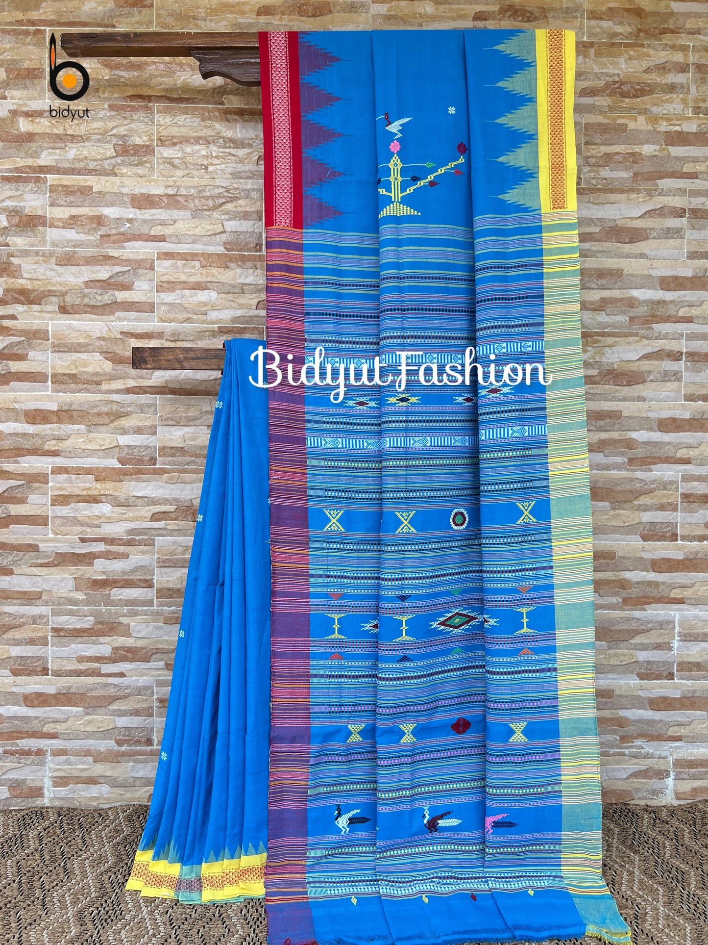 Handlooms of Odisha Ganjam Bomkai Cotton Saree Blue color