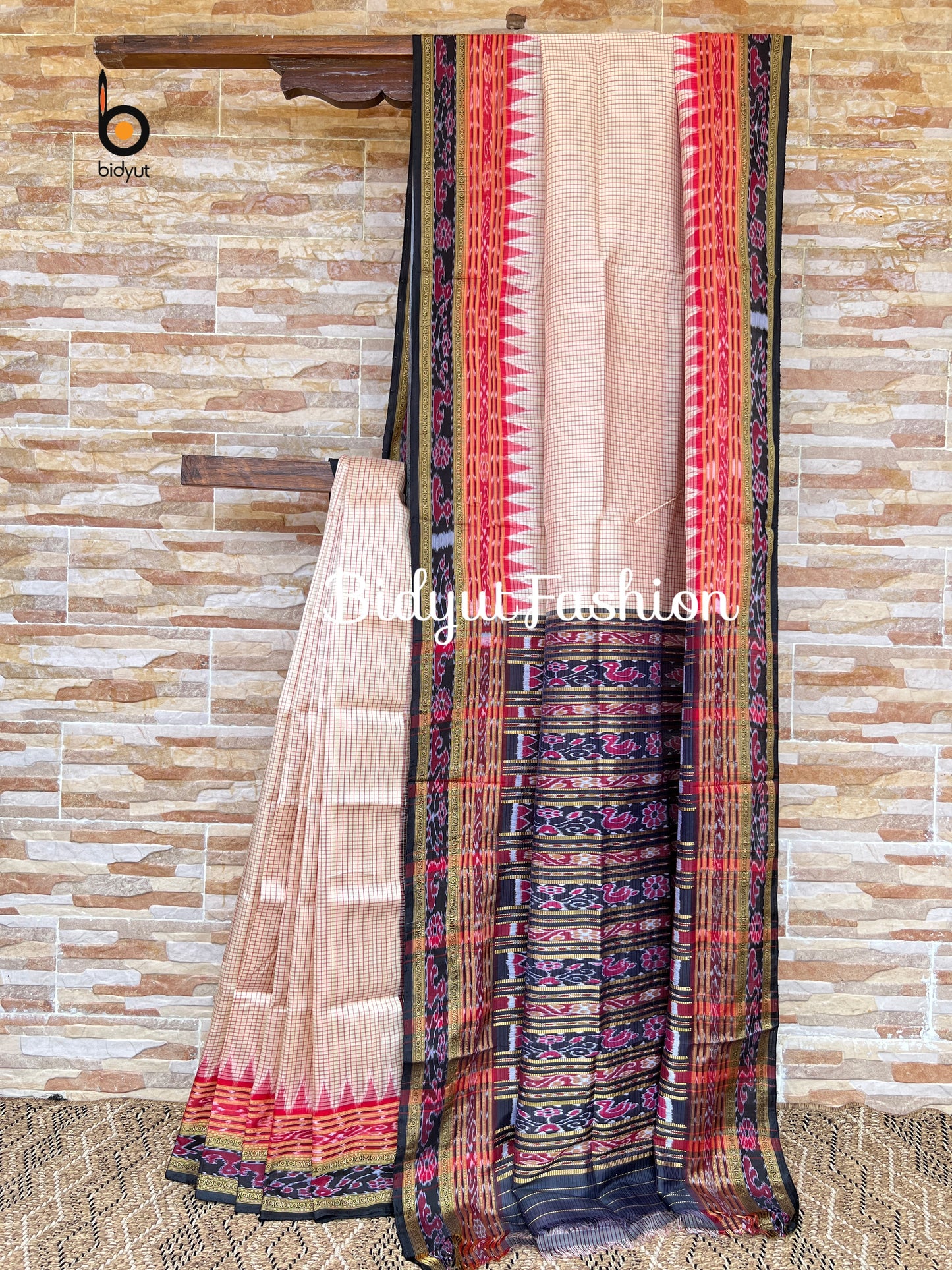 Handlooms of Odisha Sachipar Nuapatna Khandua Ikat Silk Sarees Rose gold color
