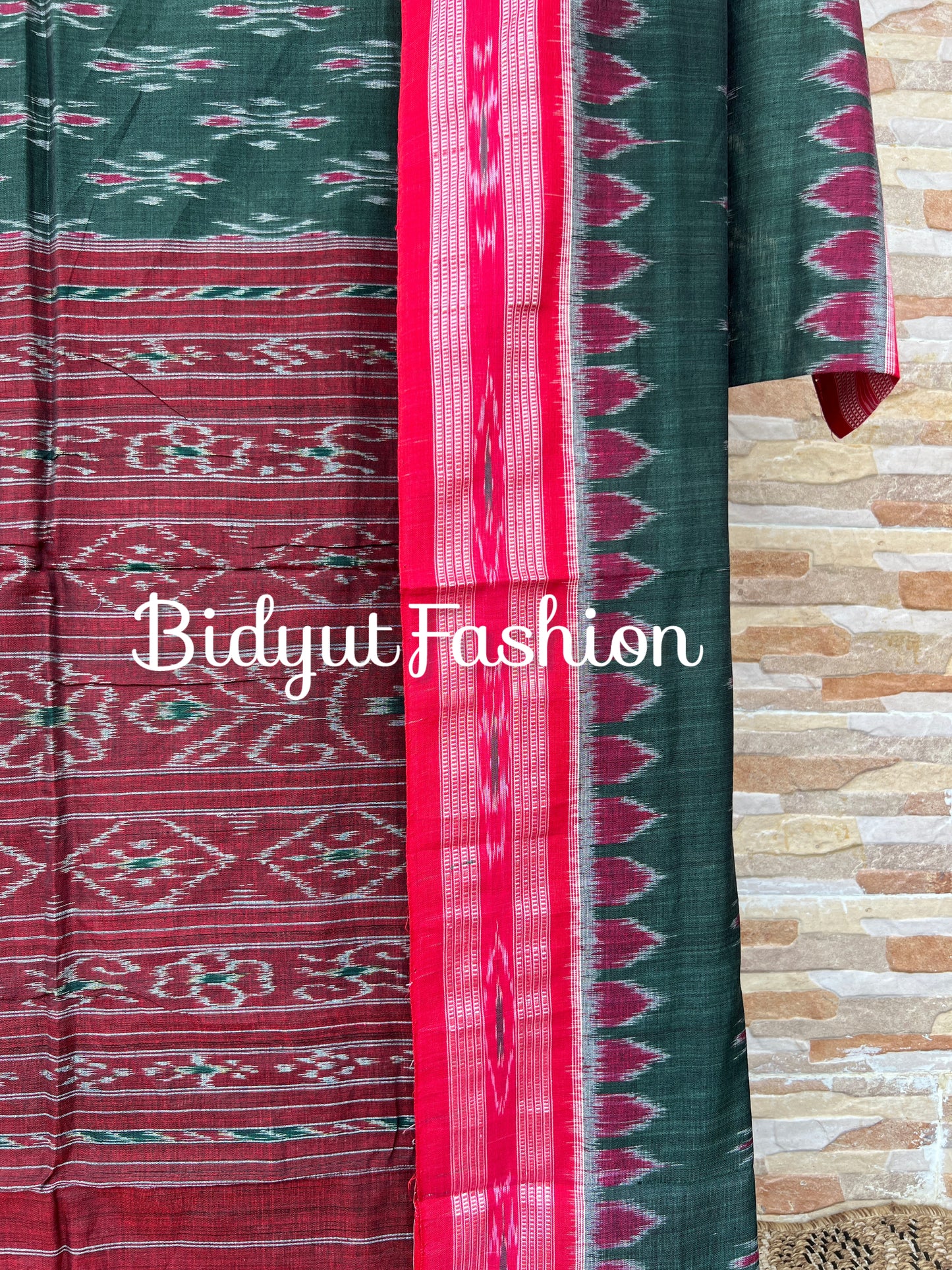 Handlooms of Odisha Maniabandha Nuapatna Ikat Cotton Saree Green Color