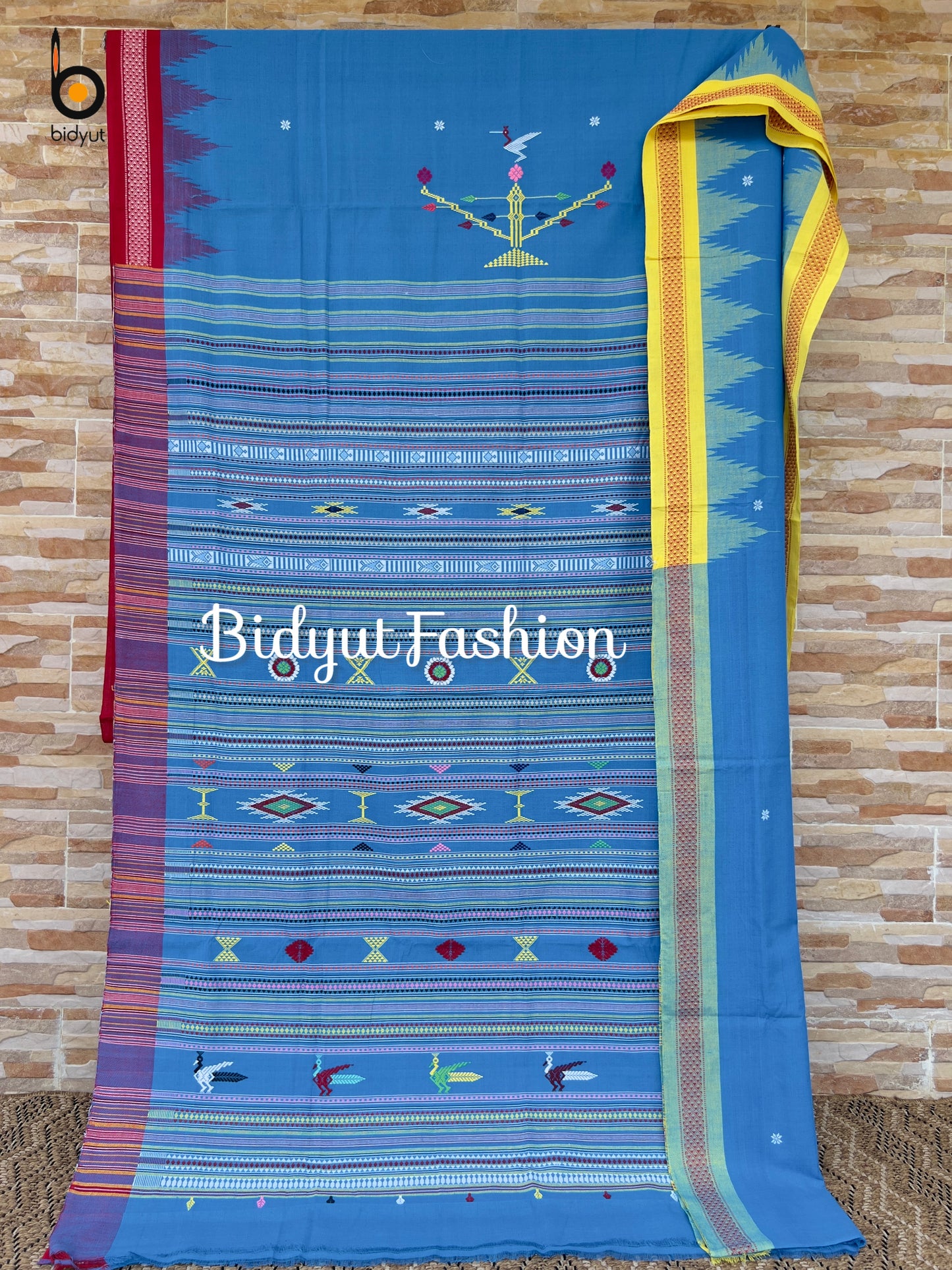 Handlooms of Odisha Ganjam Bomkai Cotton Saree Blue color