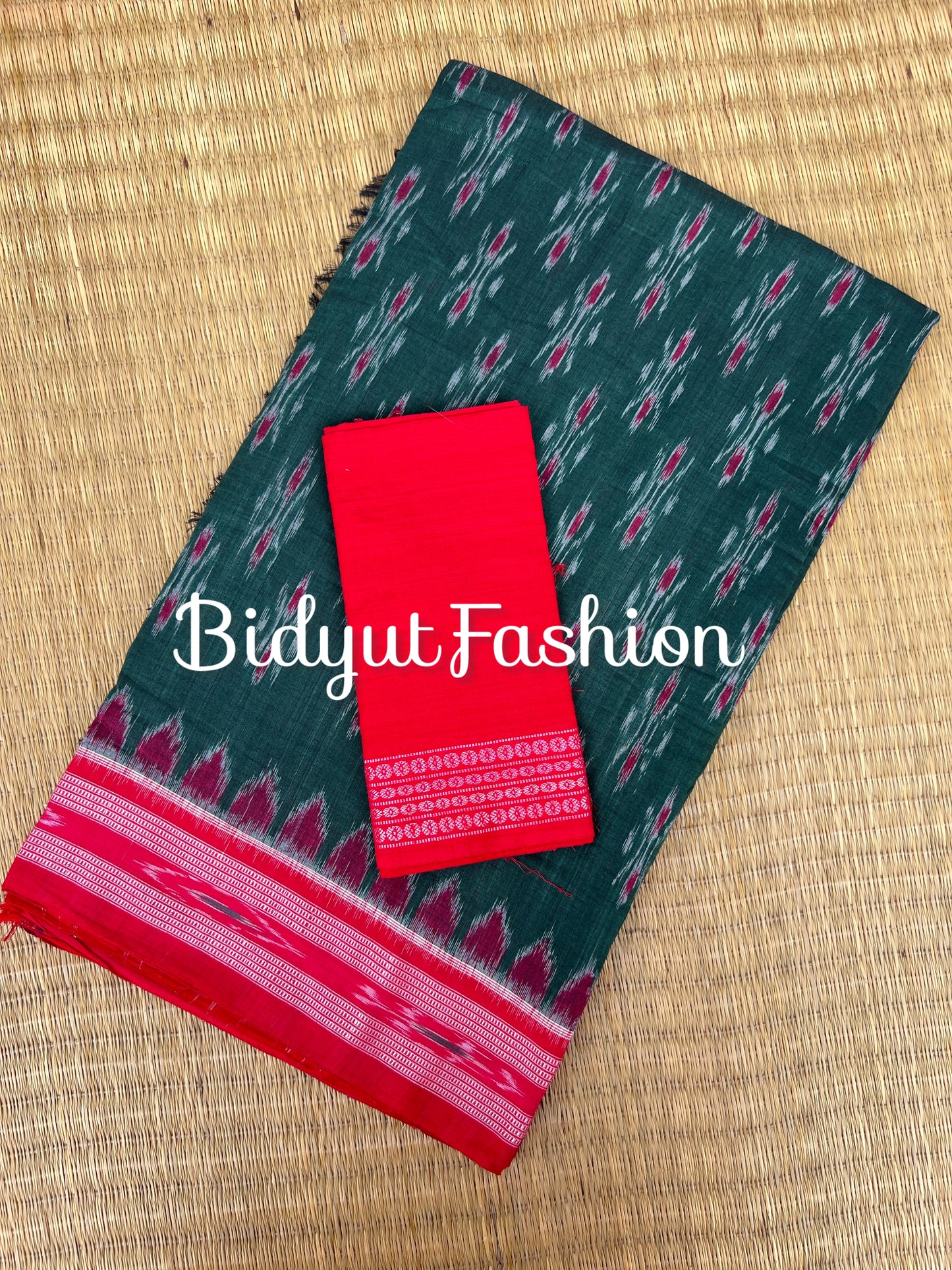 Handlooms of Odisha Maniabandha Nuapatna Ikat Cotton Saree Green Color
