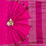 Assam Handloom Paat Silk Saree with zari work - Pink sari - Bidyut Fashion