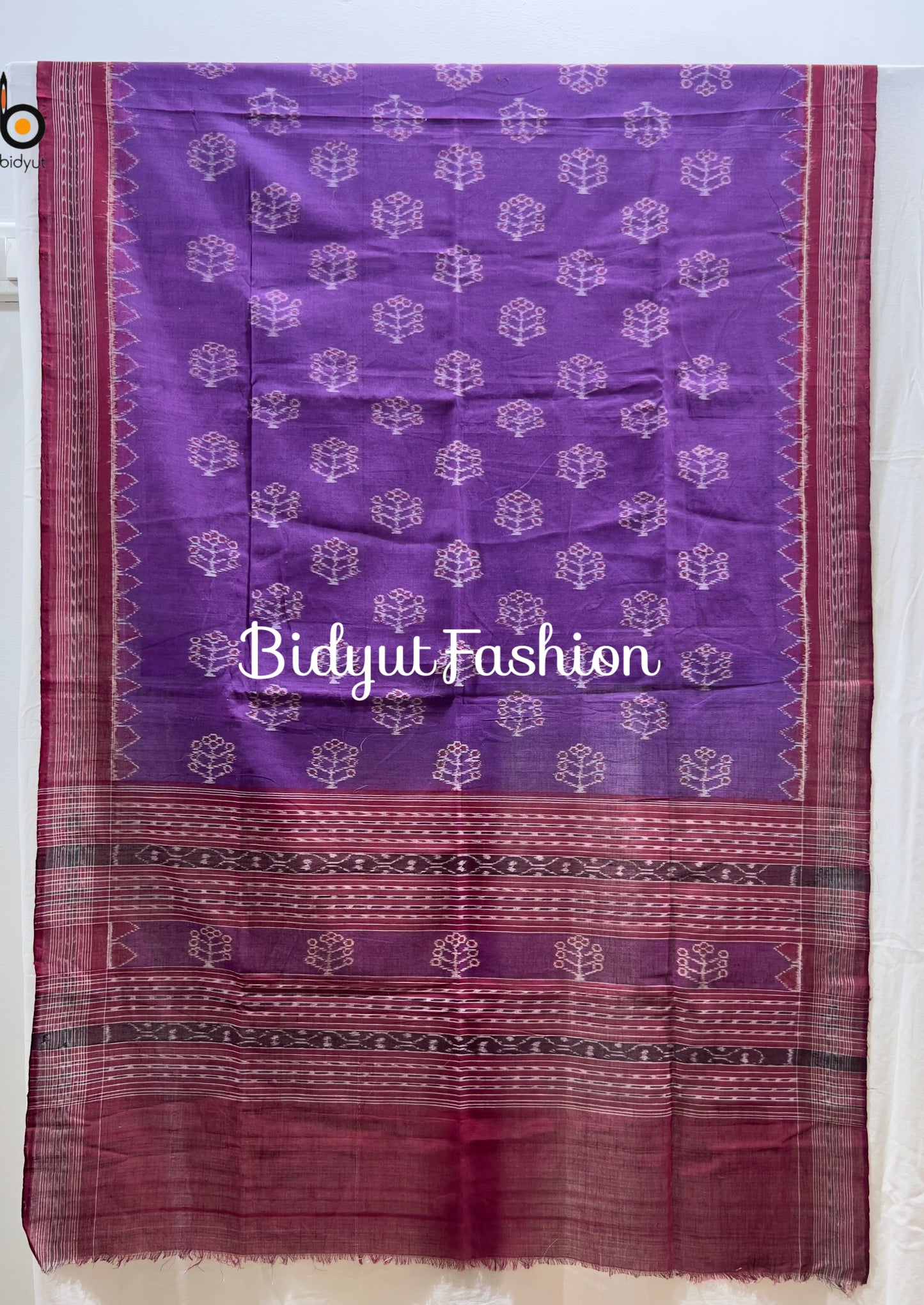 Handloons of Odisha Sambalpuri Ikat Cotton Dupatta Purple Color