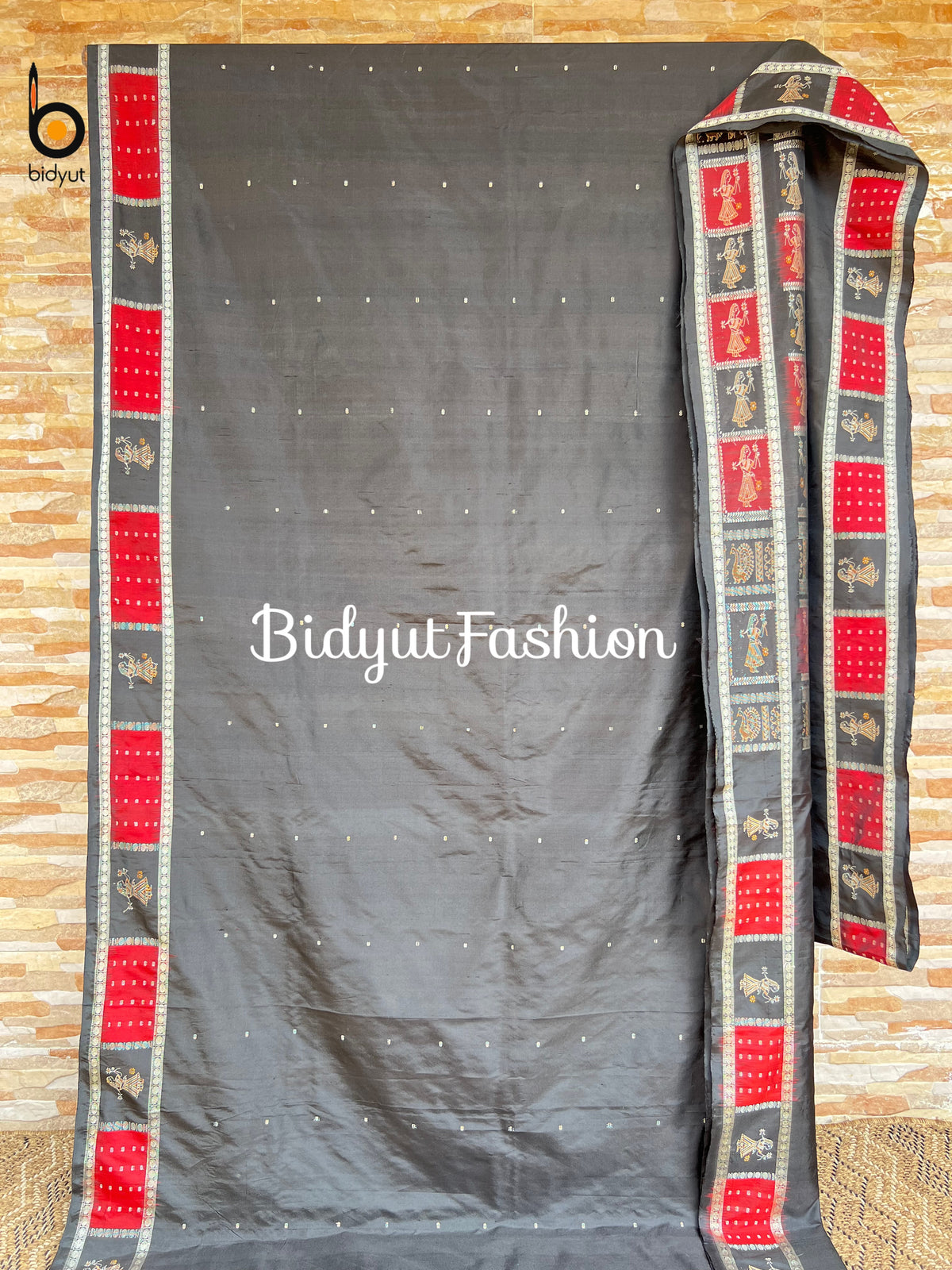 Handlooms of Odisha Putli Bomkai Silk Saree Black color