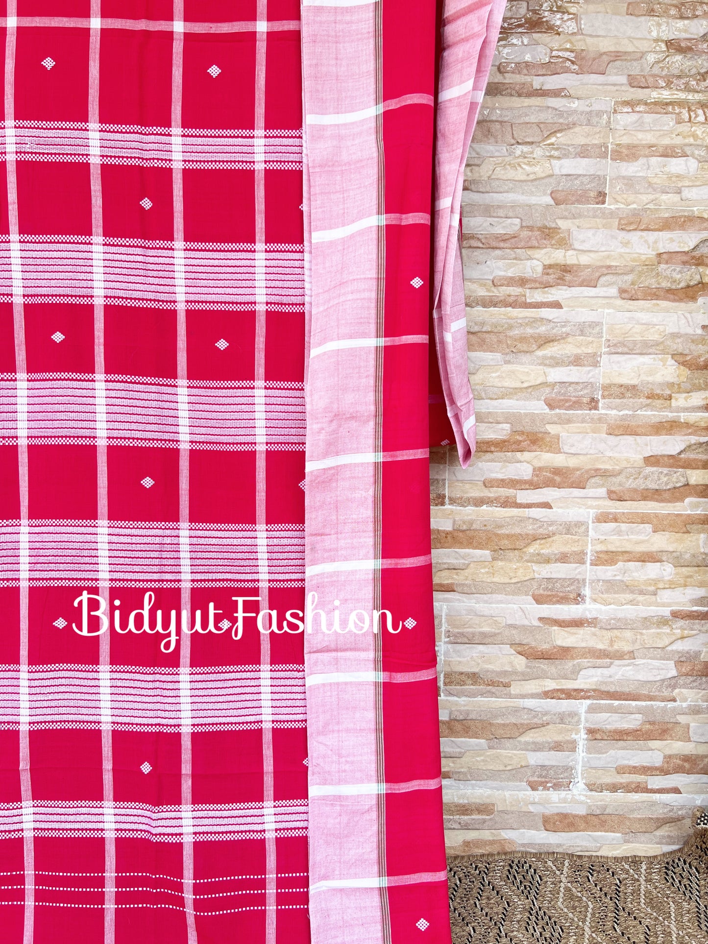 Handlooms of Odisha Santhal Tribal Cotton Sarees Red color