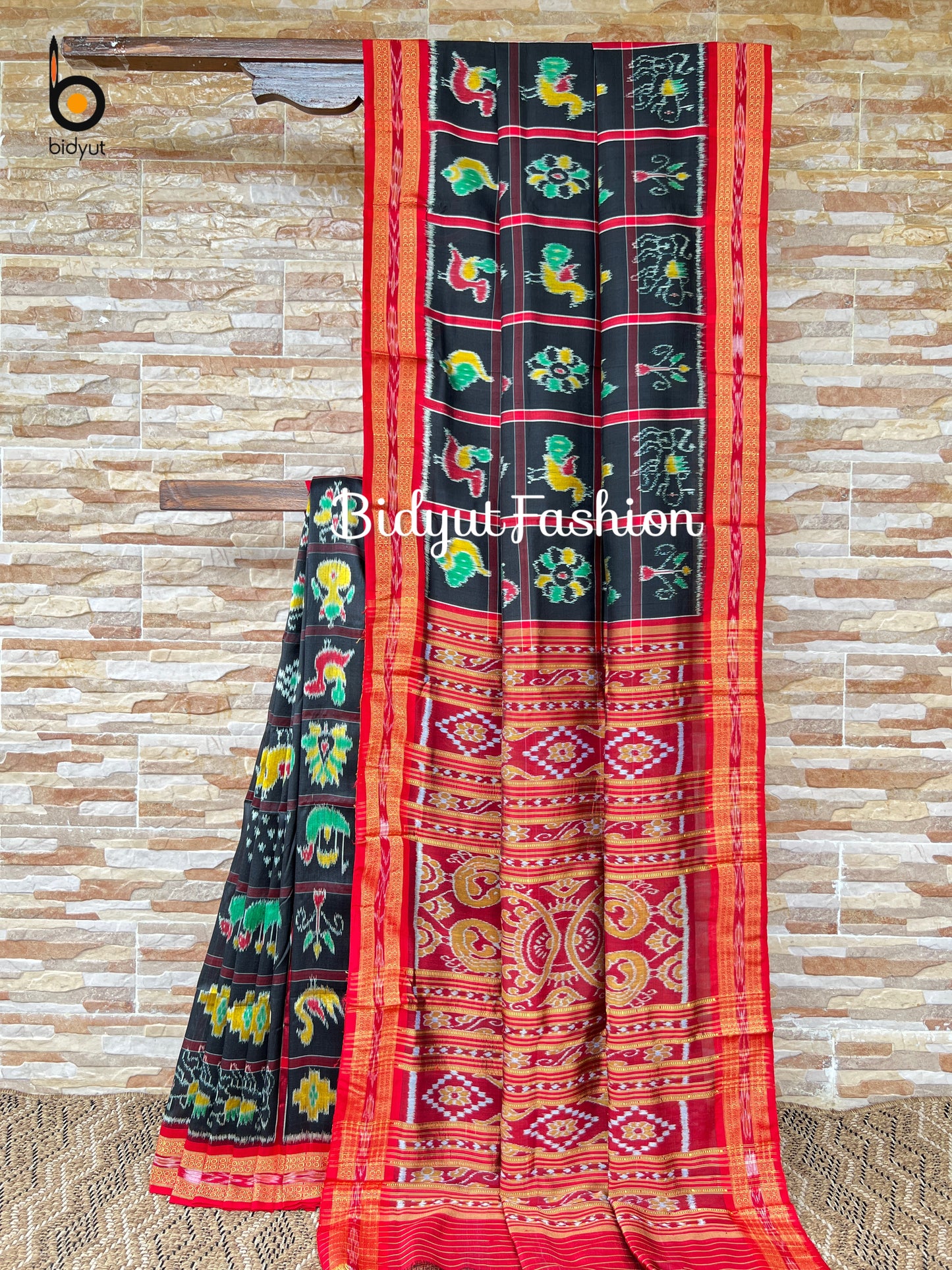 Bold Black  Nabakothi | Nuapatna Ikat Khandua Sarees | Odisha Handloom Collection at Bidyut Fashion House