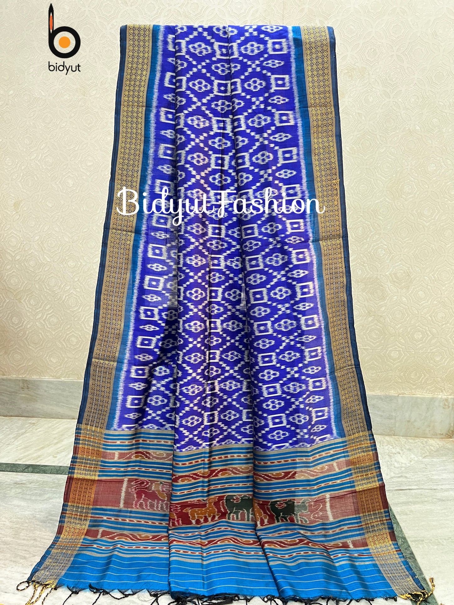 Handlooms of Odisha Ikat Silk Dupatta Blue color