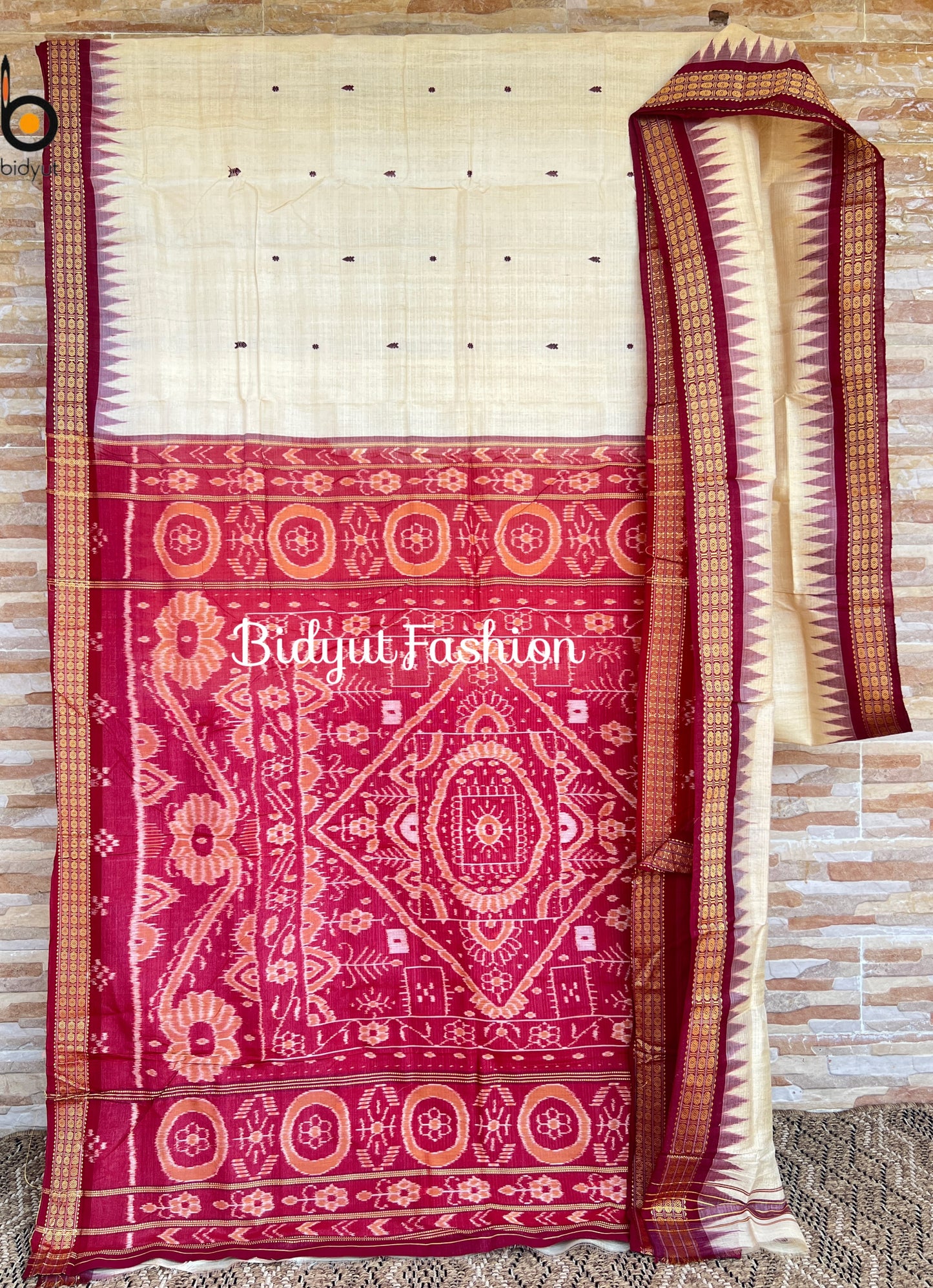 Handlooms of Odisha Santhal Tribal Tussar Silk Sarees Natural Beige Color