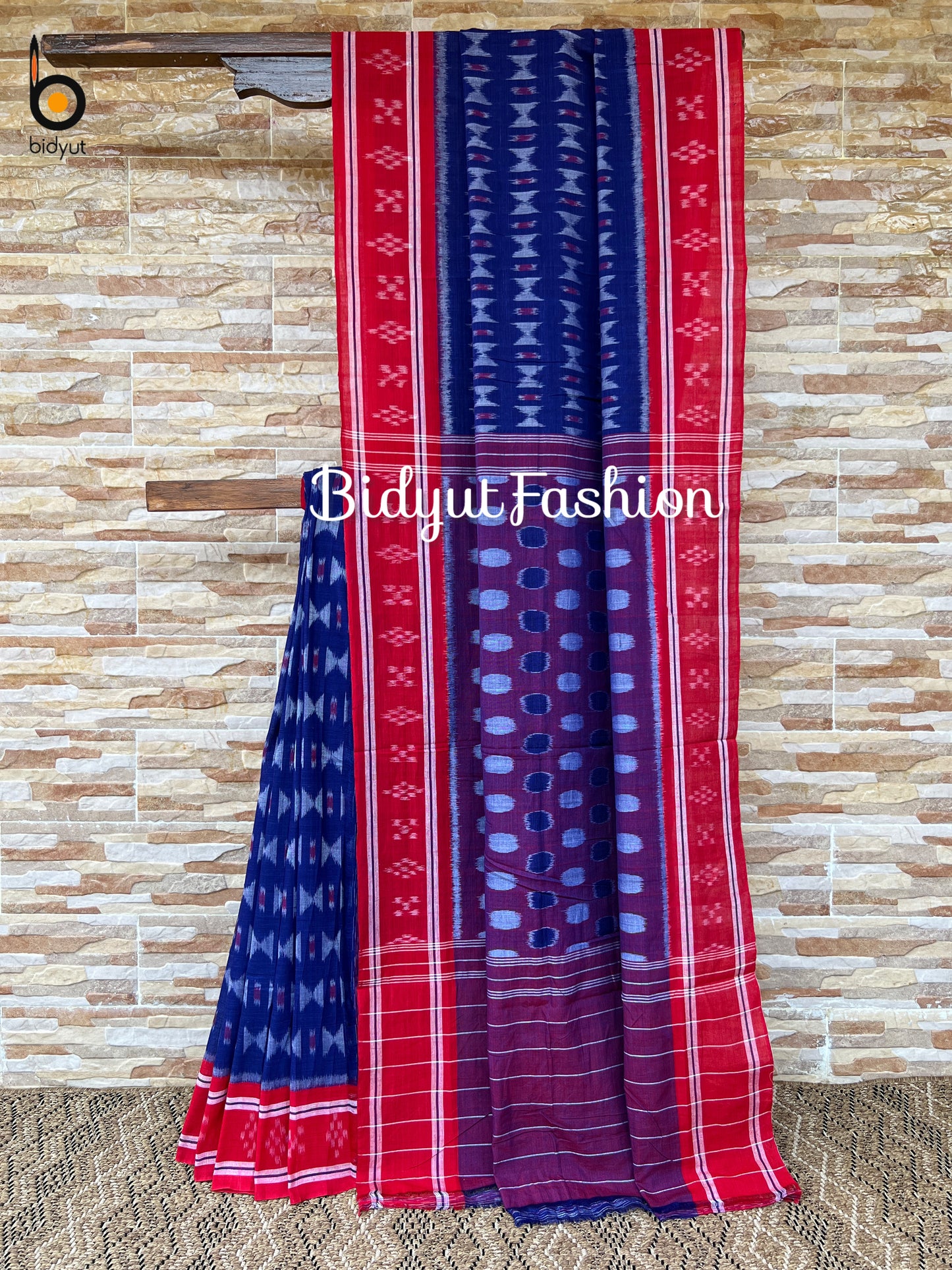 Odisha handloom Nuapatna Maniabandha Ikat Cotton Saree Blue color