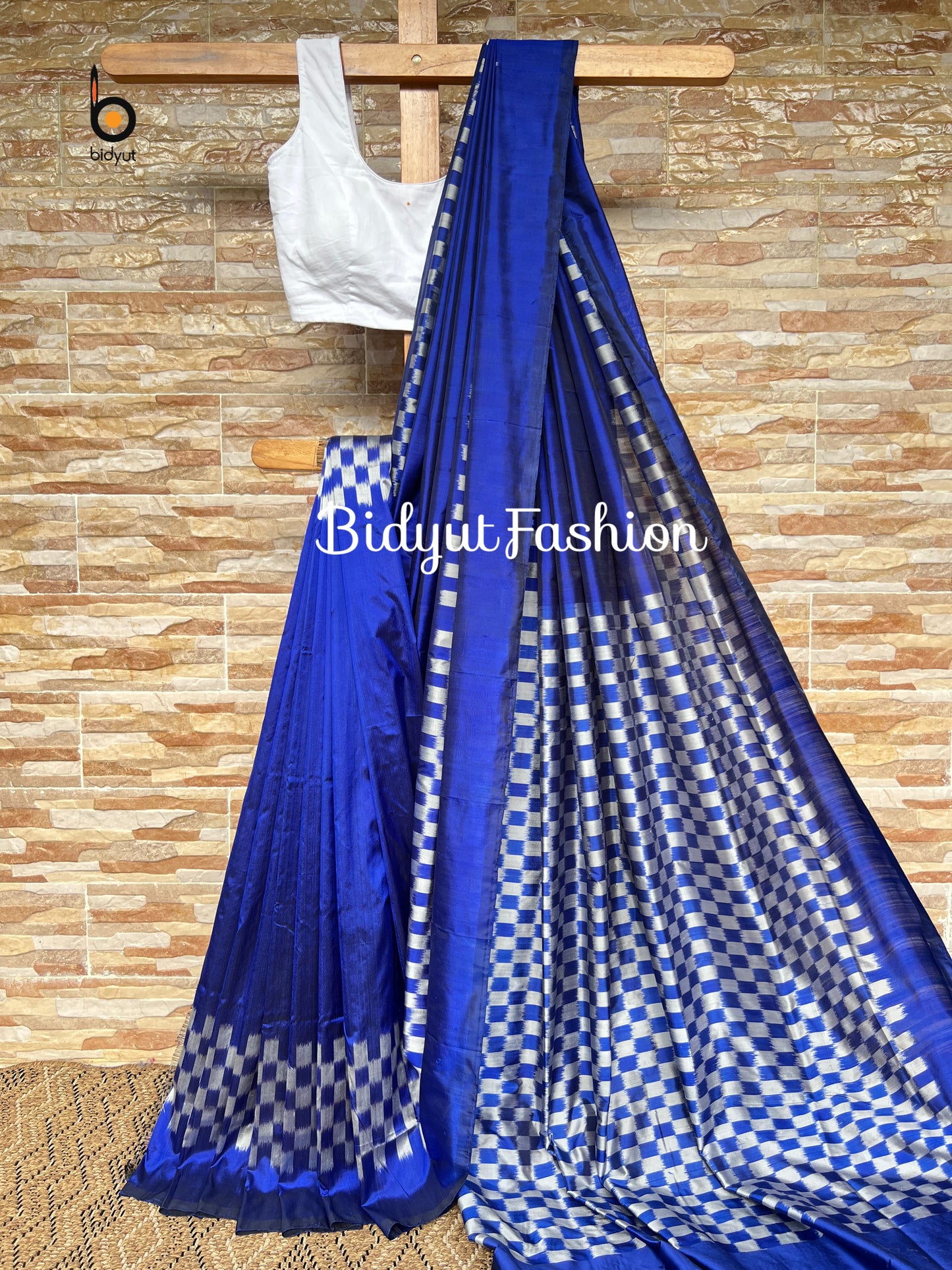 Handlooms of Odisha Nuapatna Ikat Silk Saree Blue color